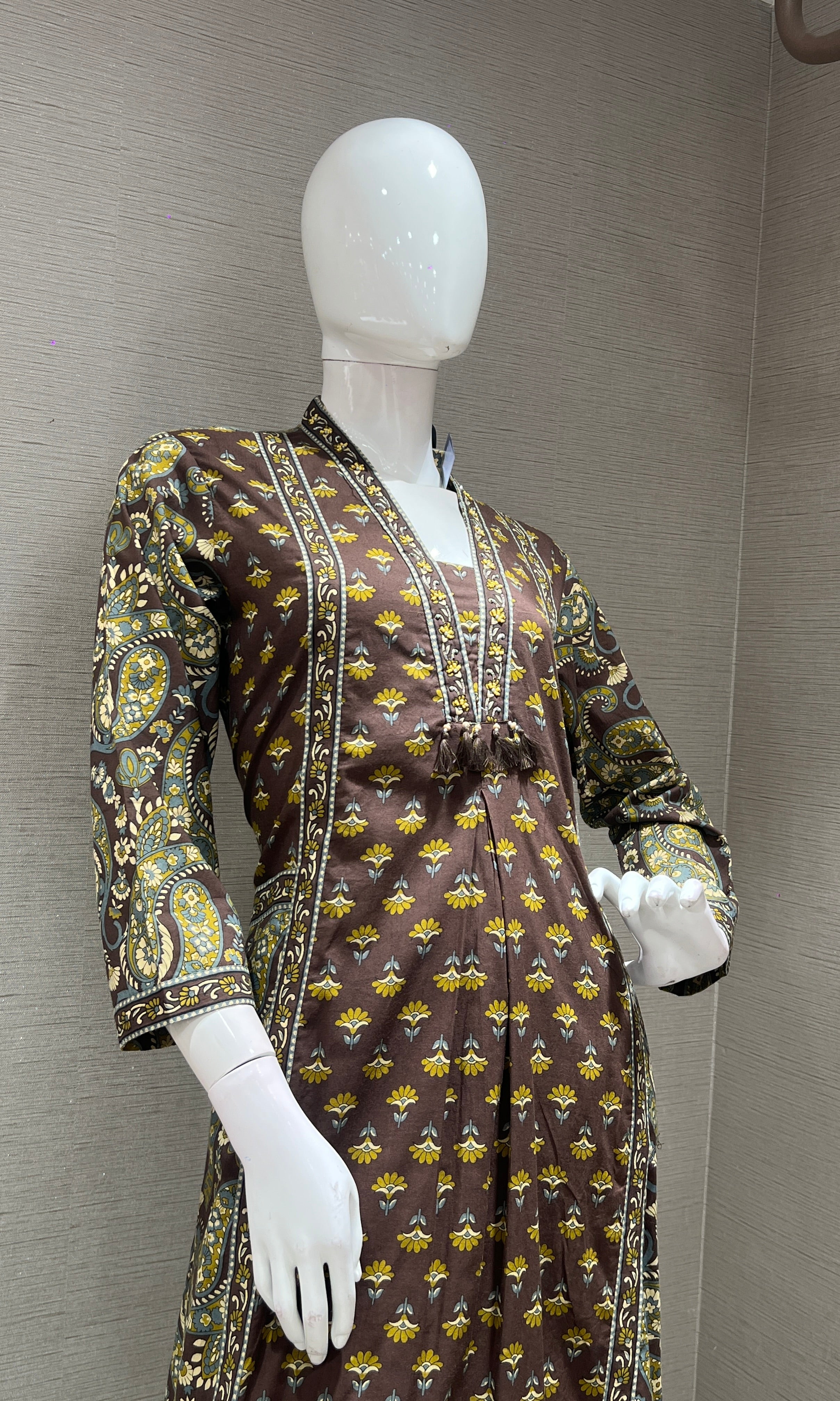 Brown A LINE KURTA SET