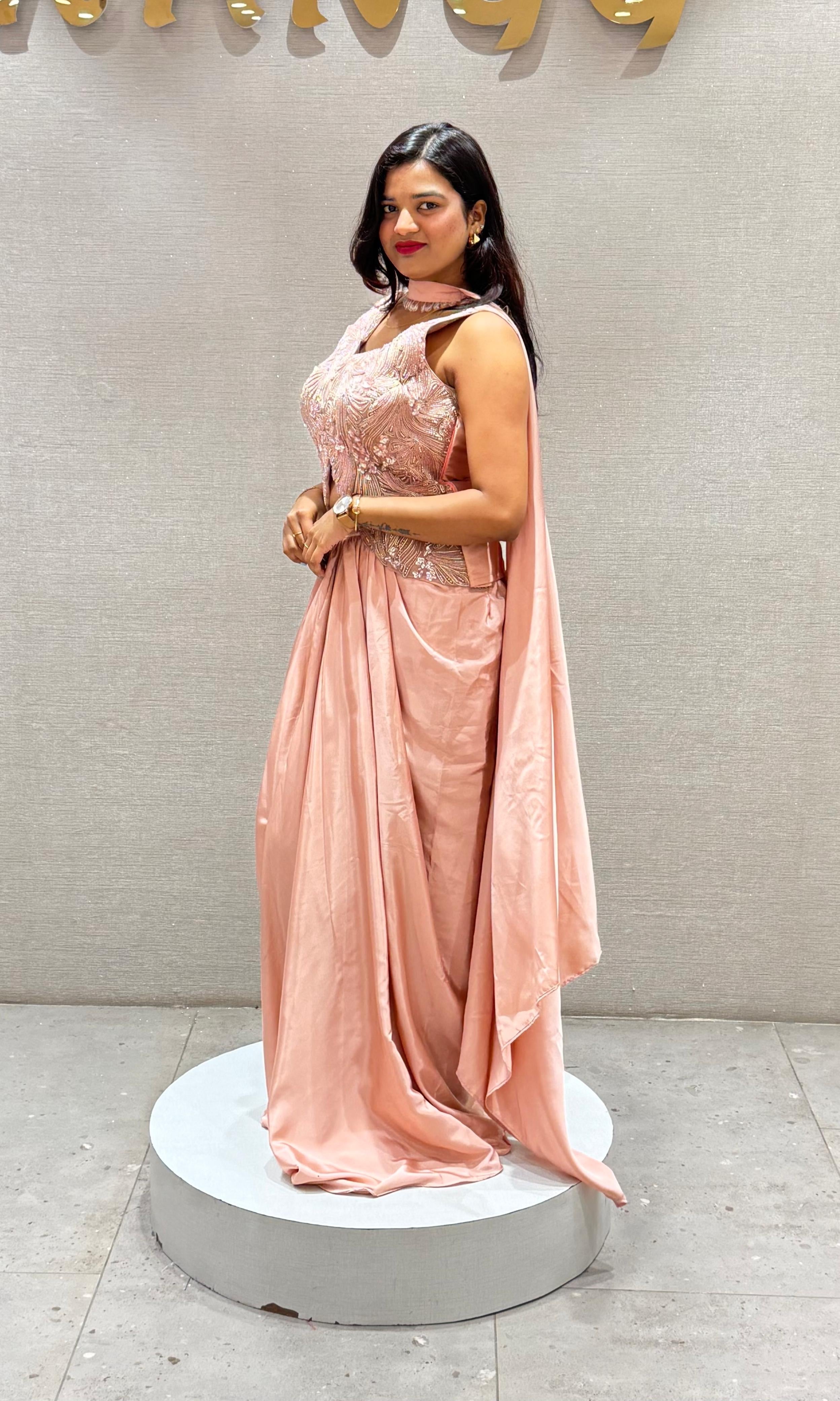 Baby pink PEPLUM SKIRT WITH CAPE