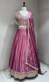 Wine Blossom Embroidered Crop Top Lehenga