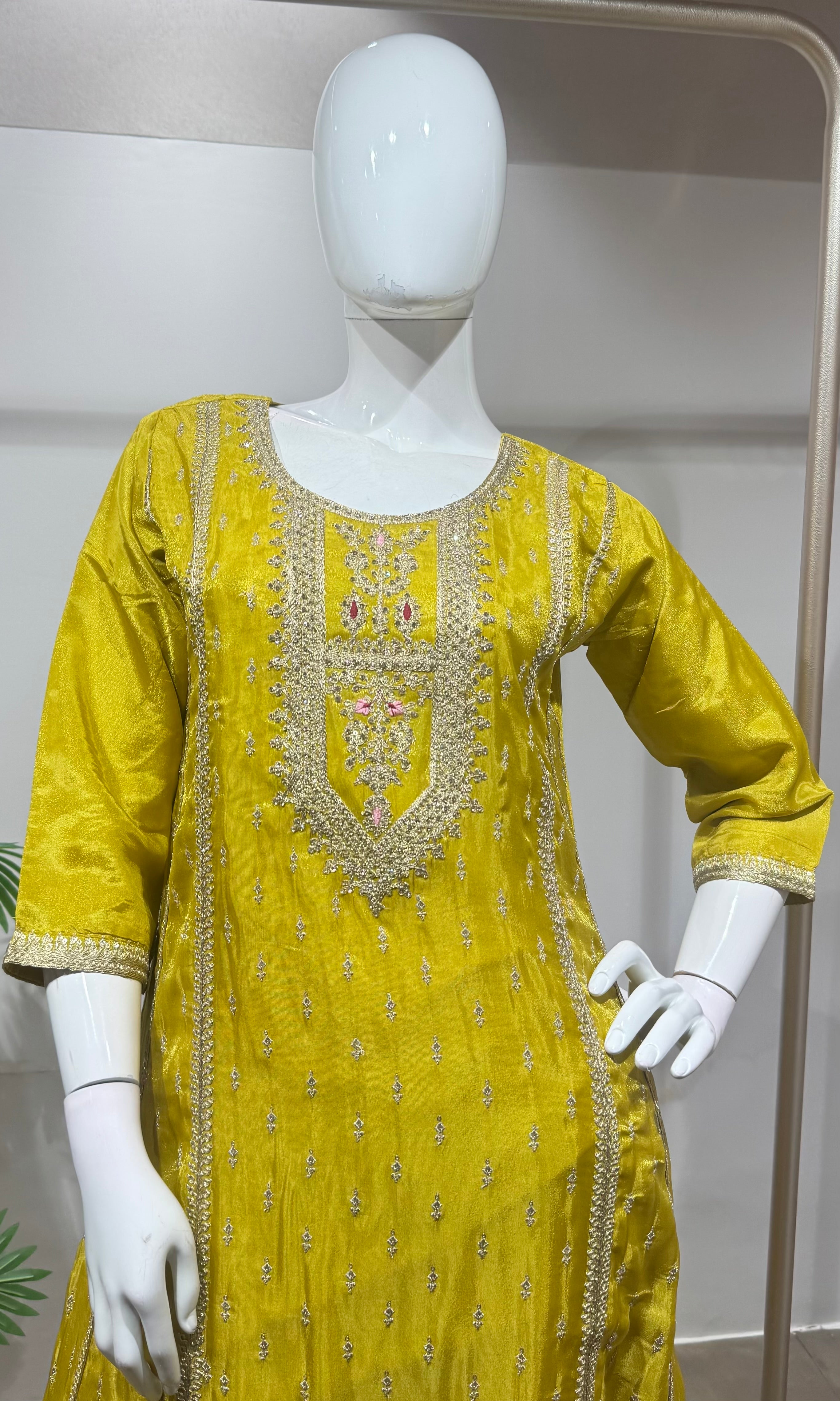 Yellow Regal Gold Zari Silk KURTA SET