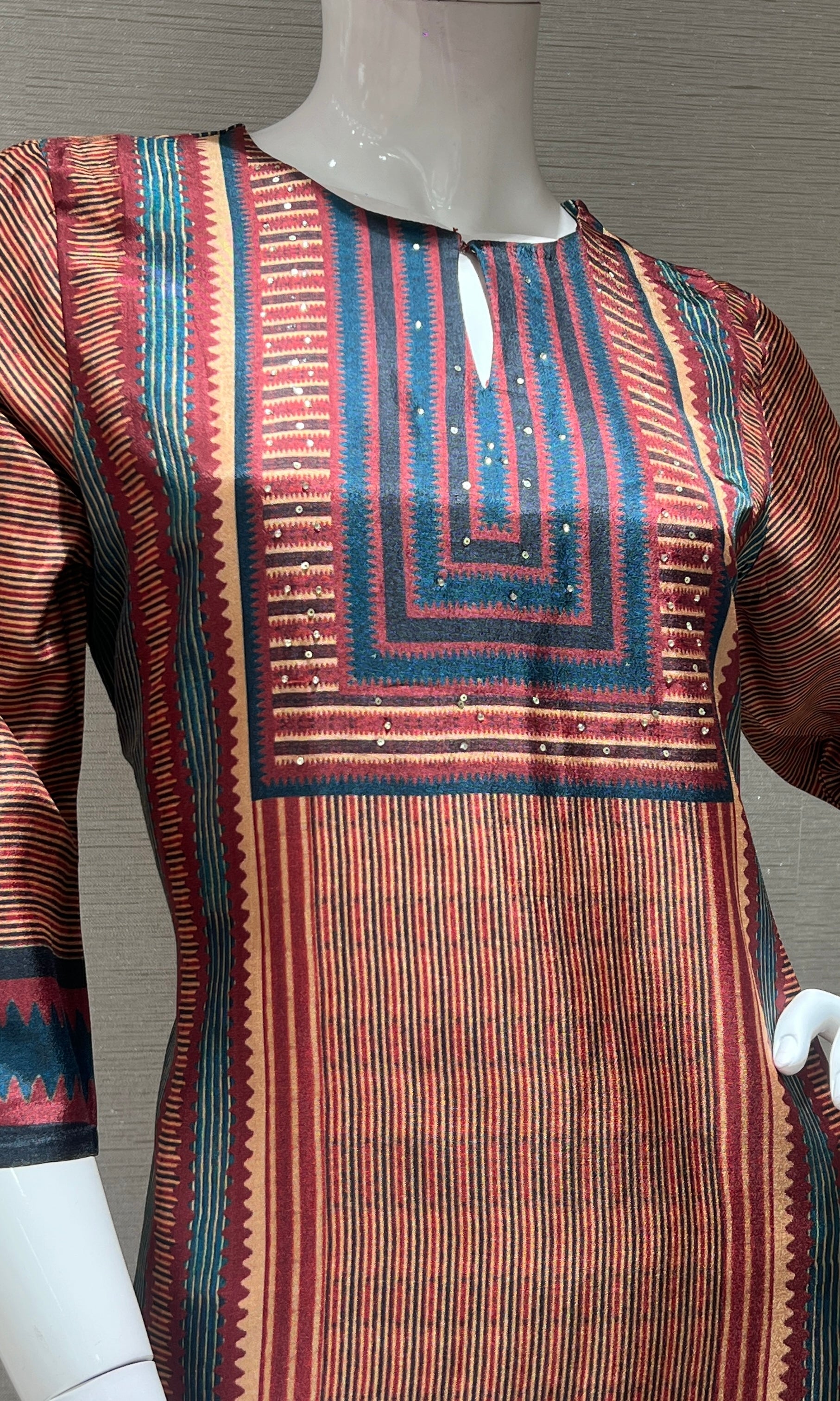 multi printed kurta with dupatta