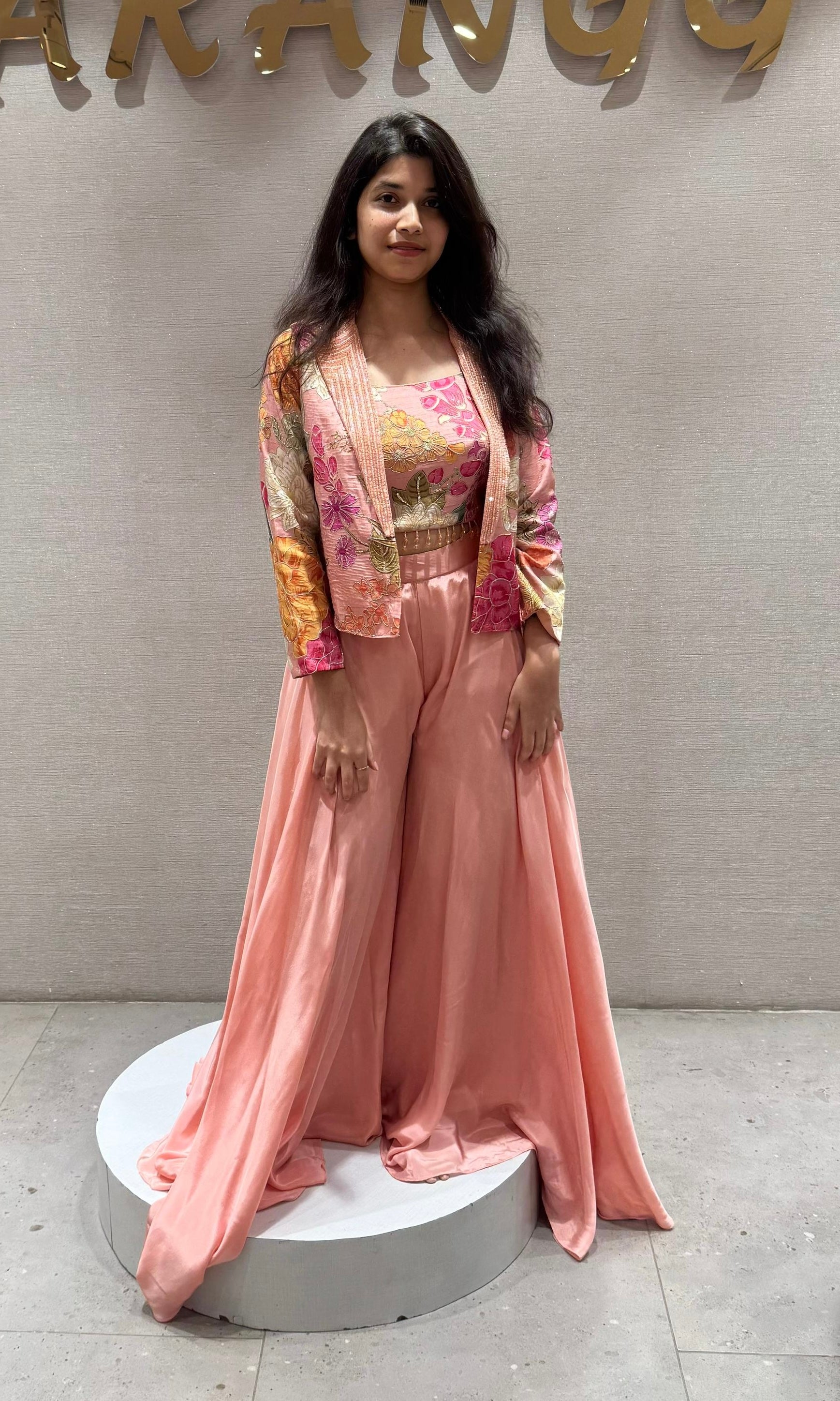 Peach Blossom Garden Jacket Palazzo Set