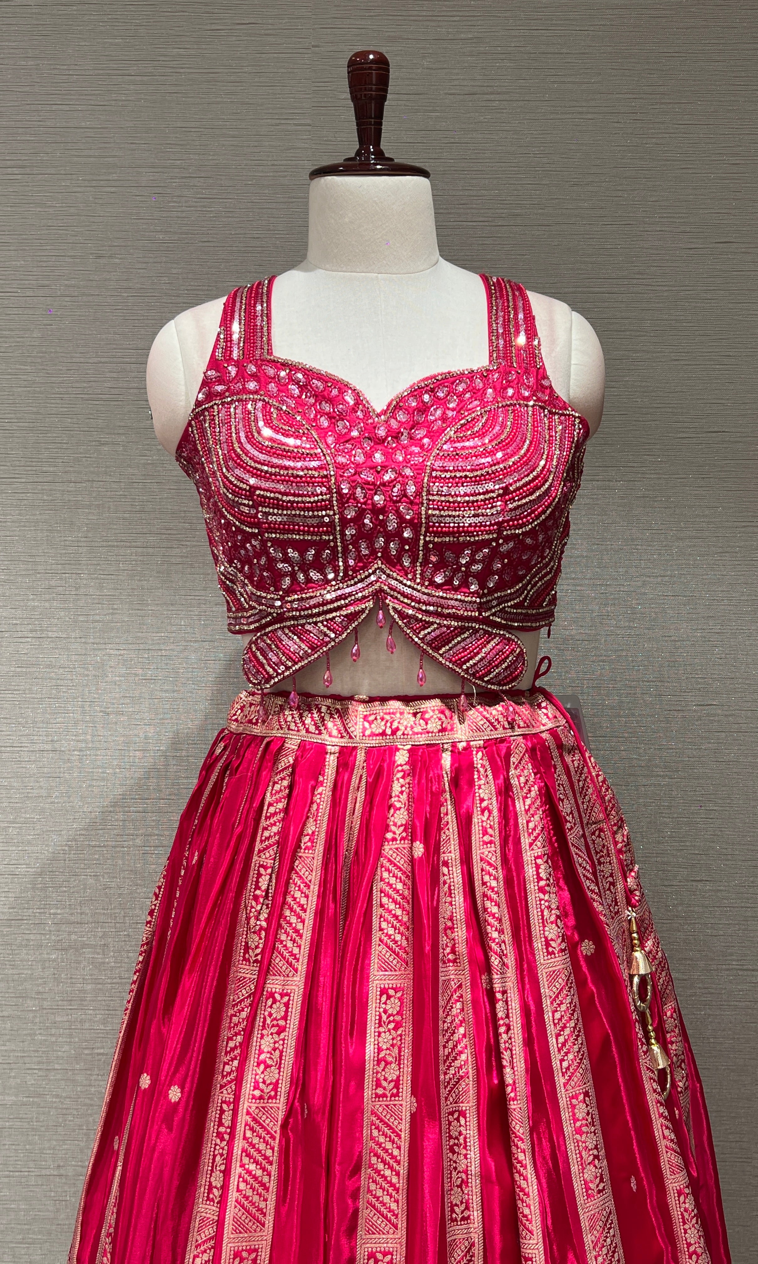 Rani Pink Royal Zari Embroidered Lehenga
