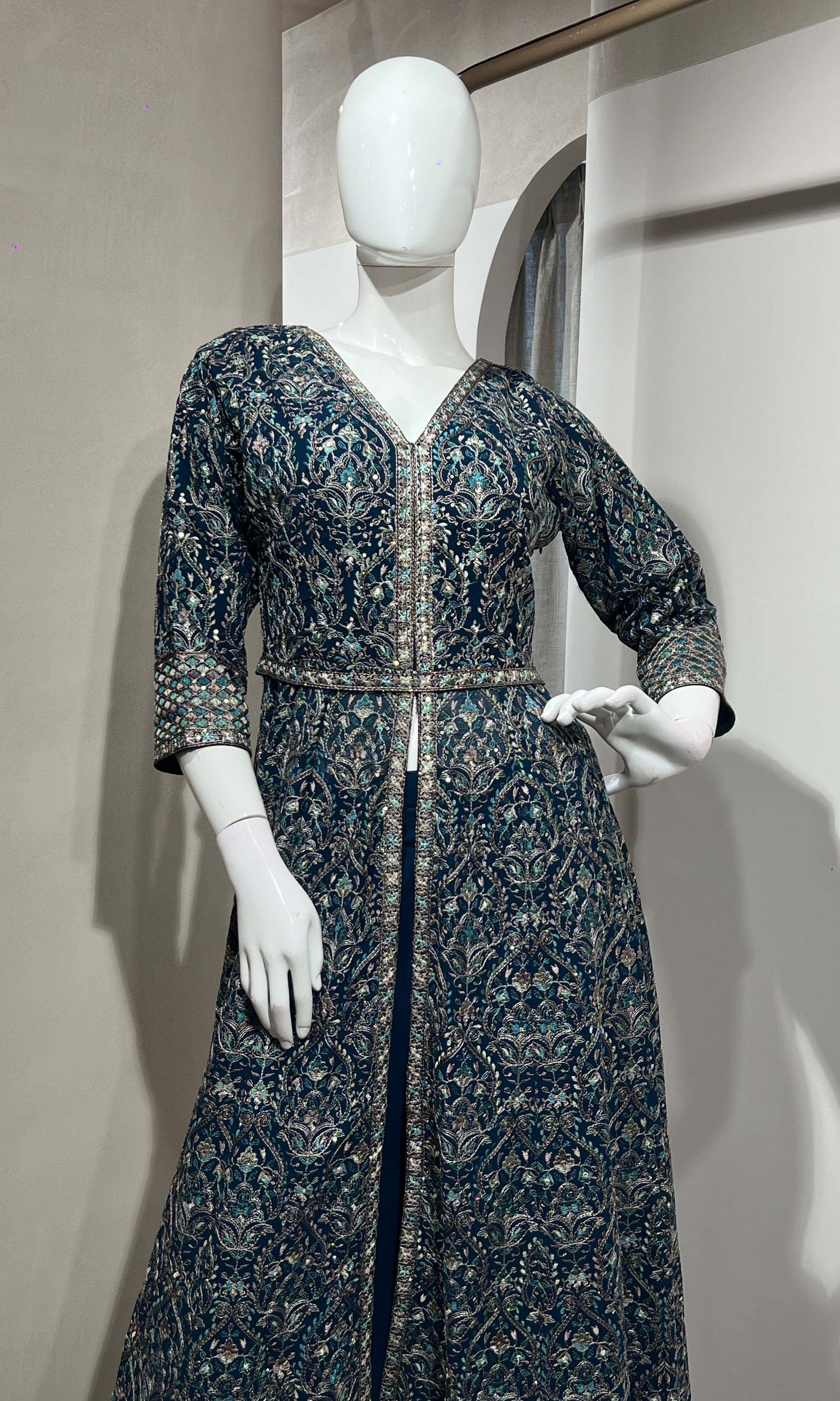 PEACOCK Blue FRONT SLIT ANARKALI SET