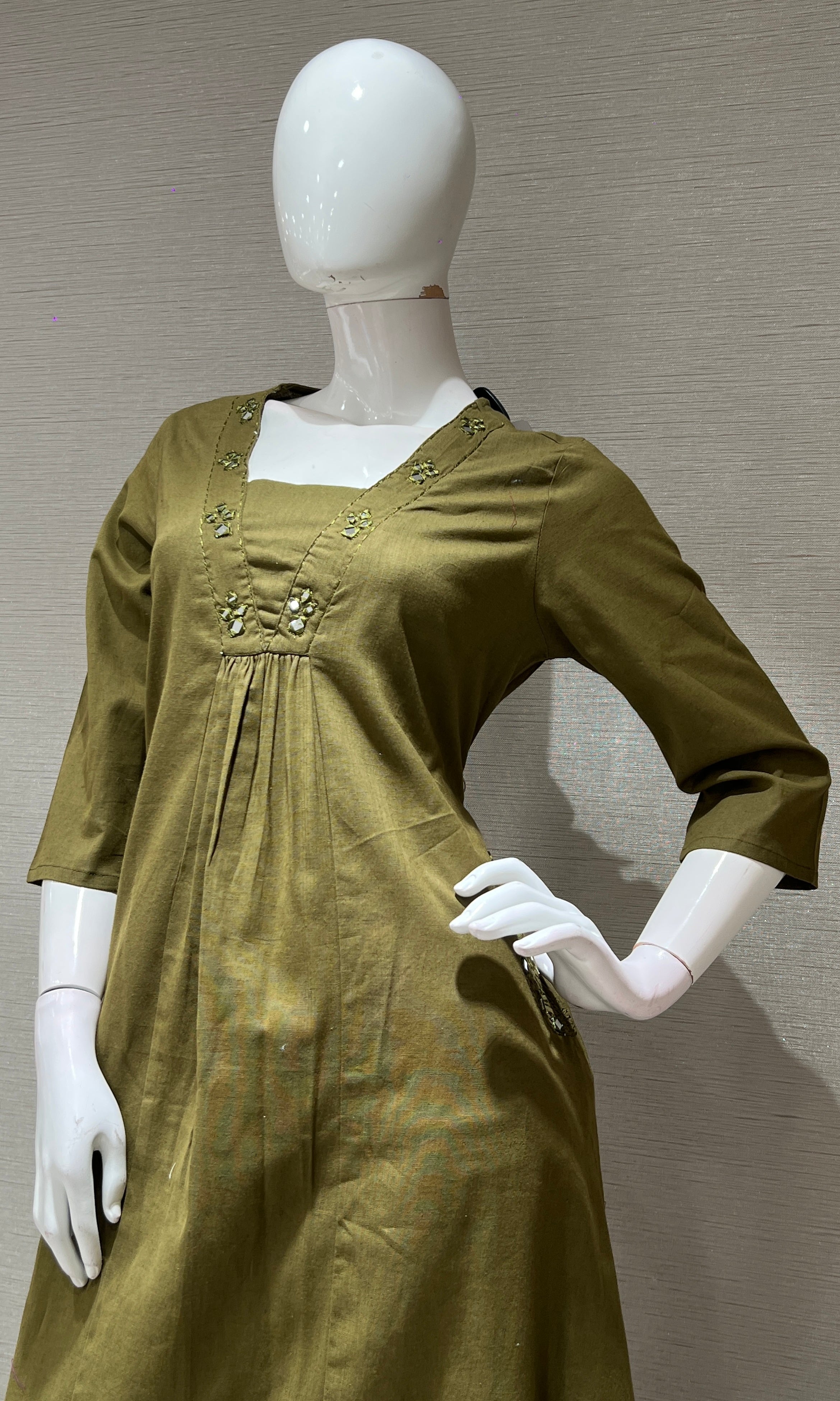 Mehandi green A LINE KURTI WITH BOTTOM