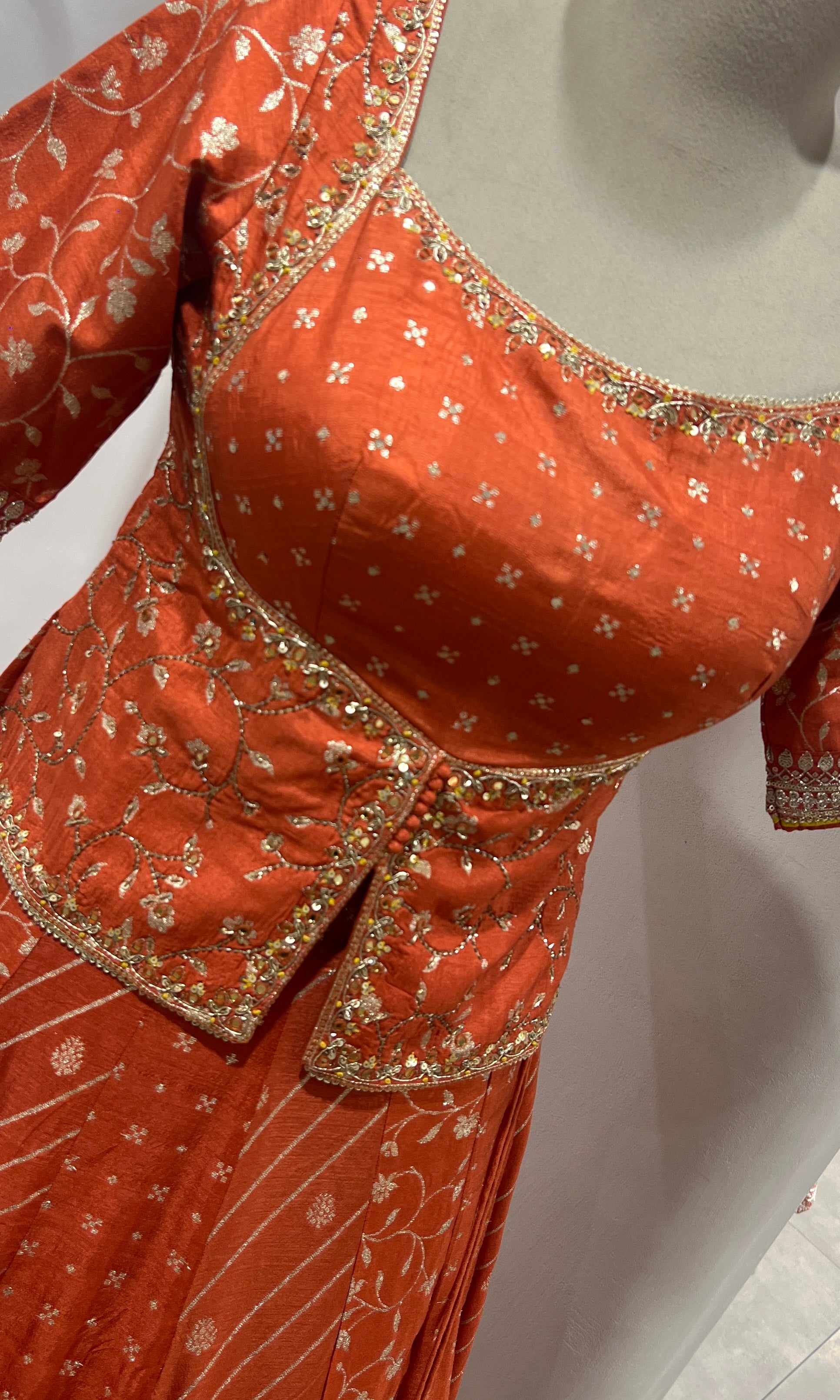 Rust INTRICATE GOLD EMBROIDERED LEHENGA