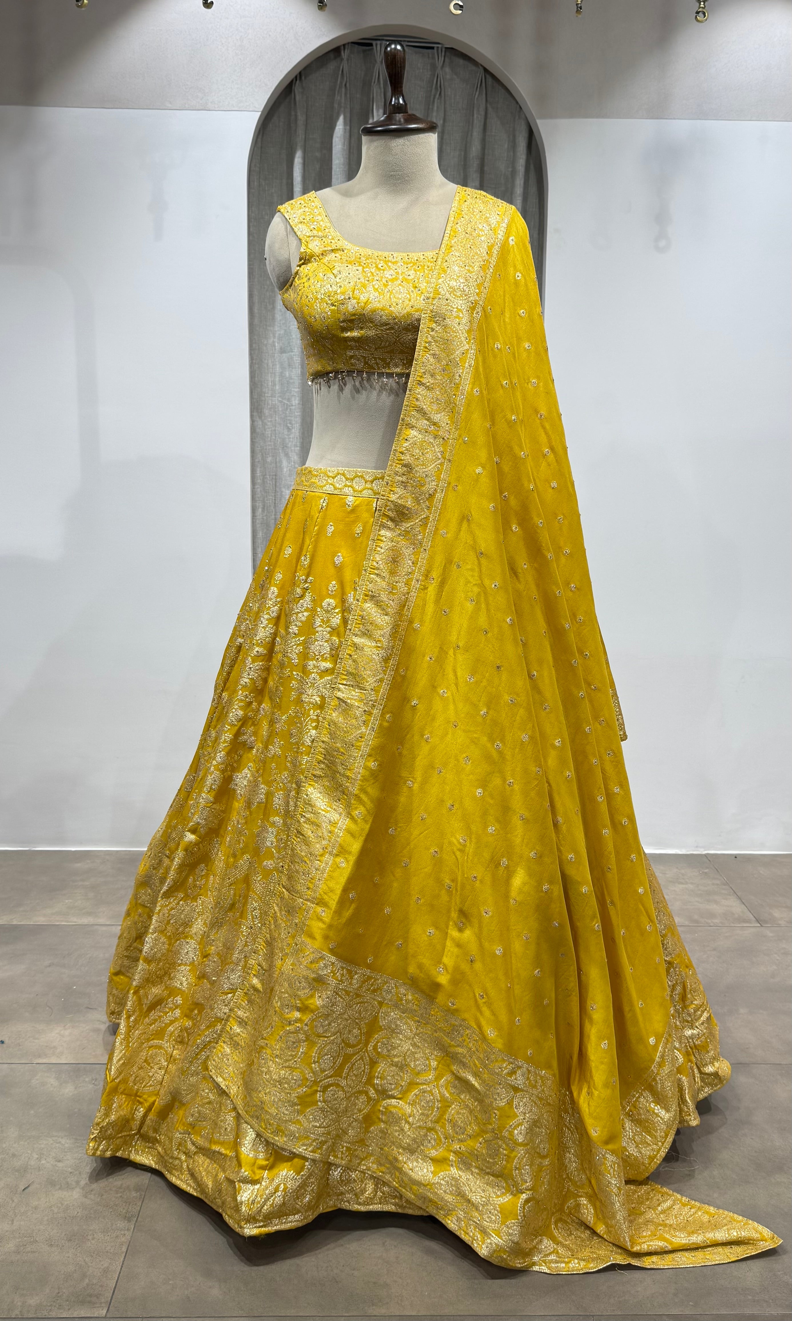 Yellow Party Wear Lehenga with Dupatta