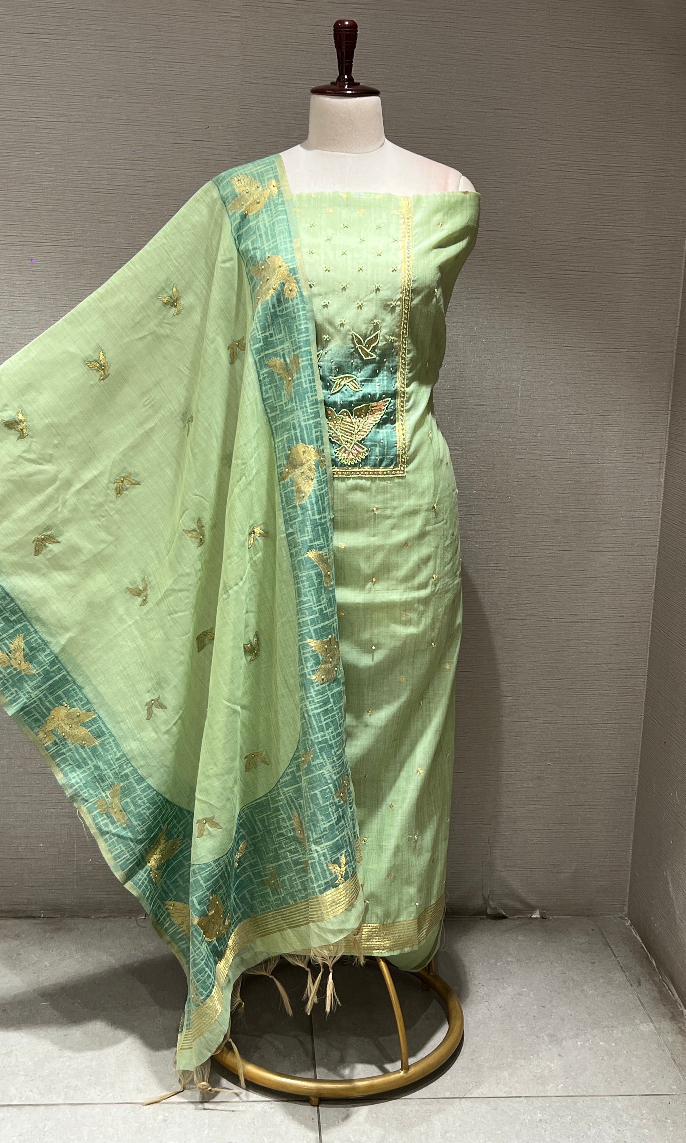 Green dress material