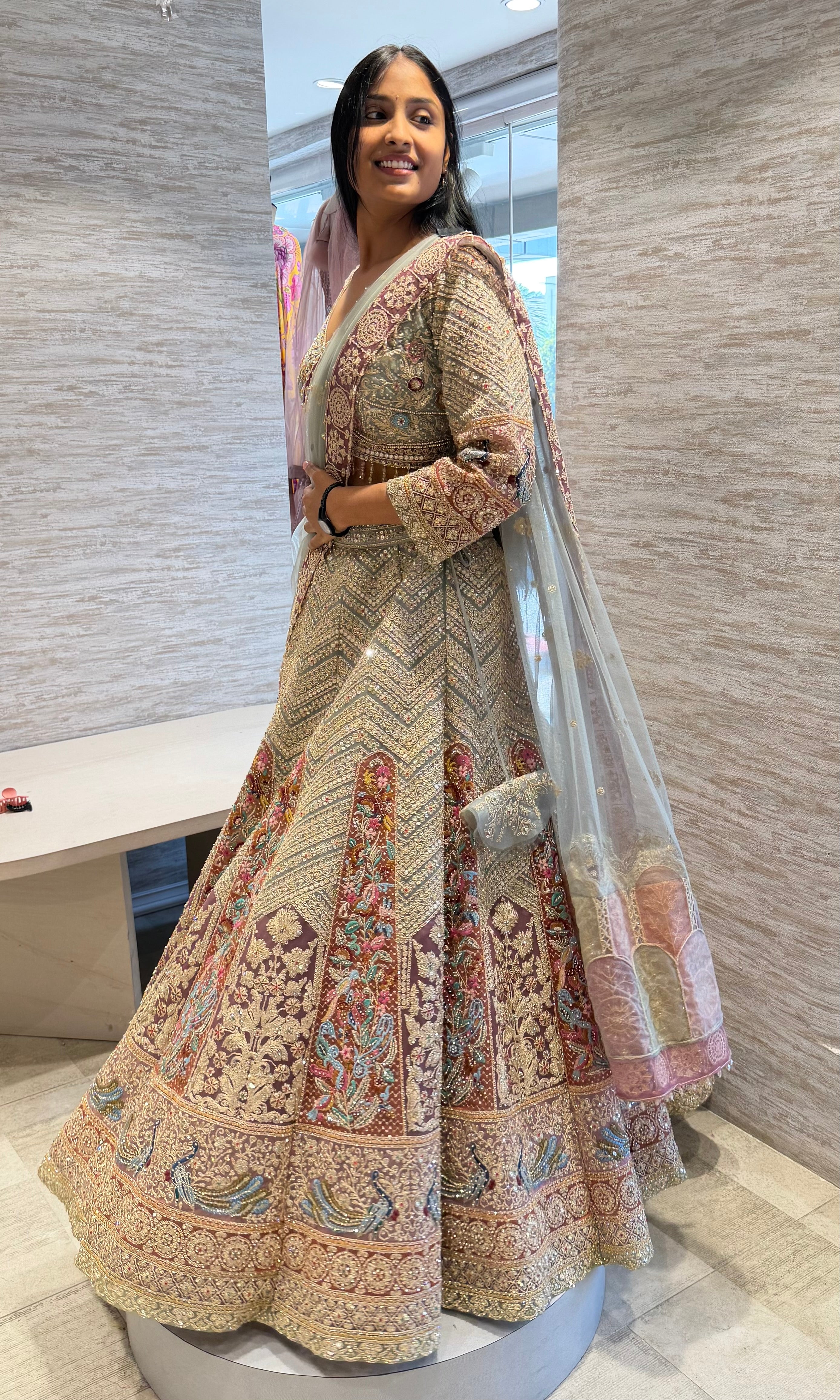 Pista green Gold Heavy Embroidered lehenga