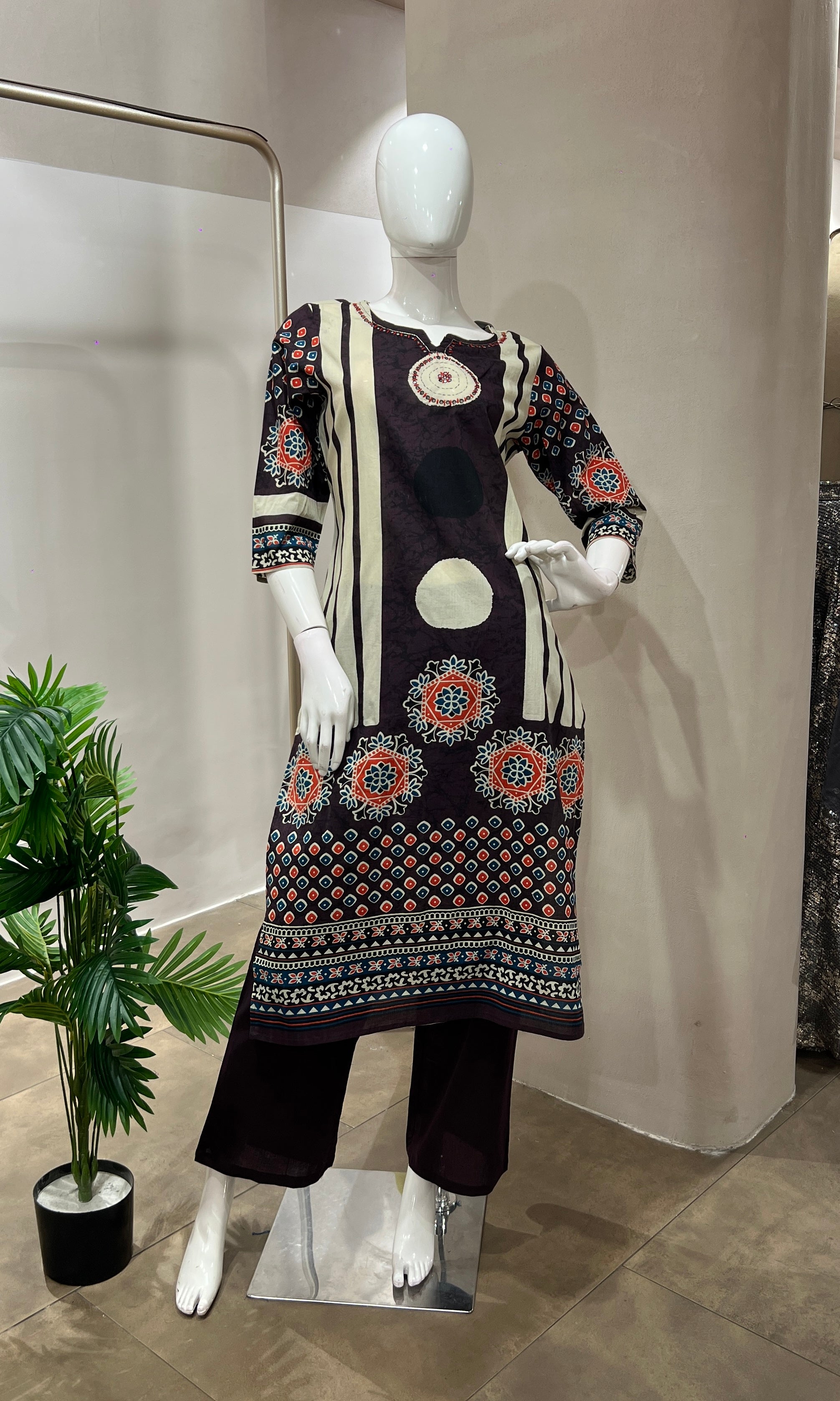Wine EMBROIDERED kurta set