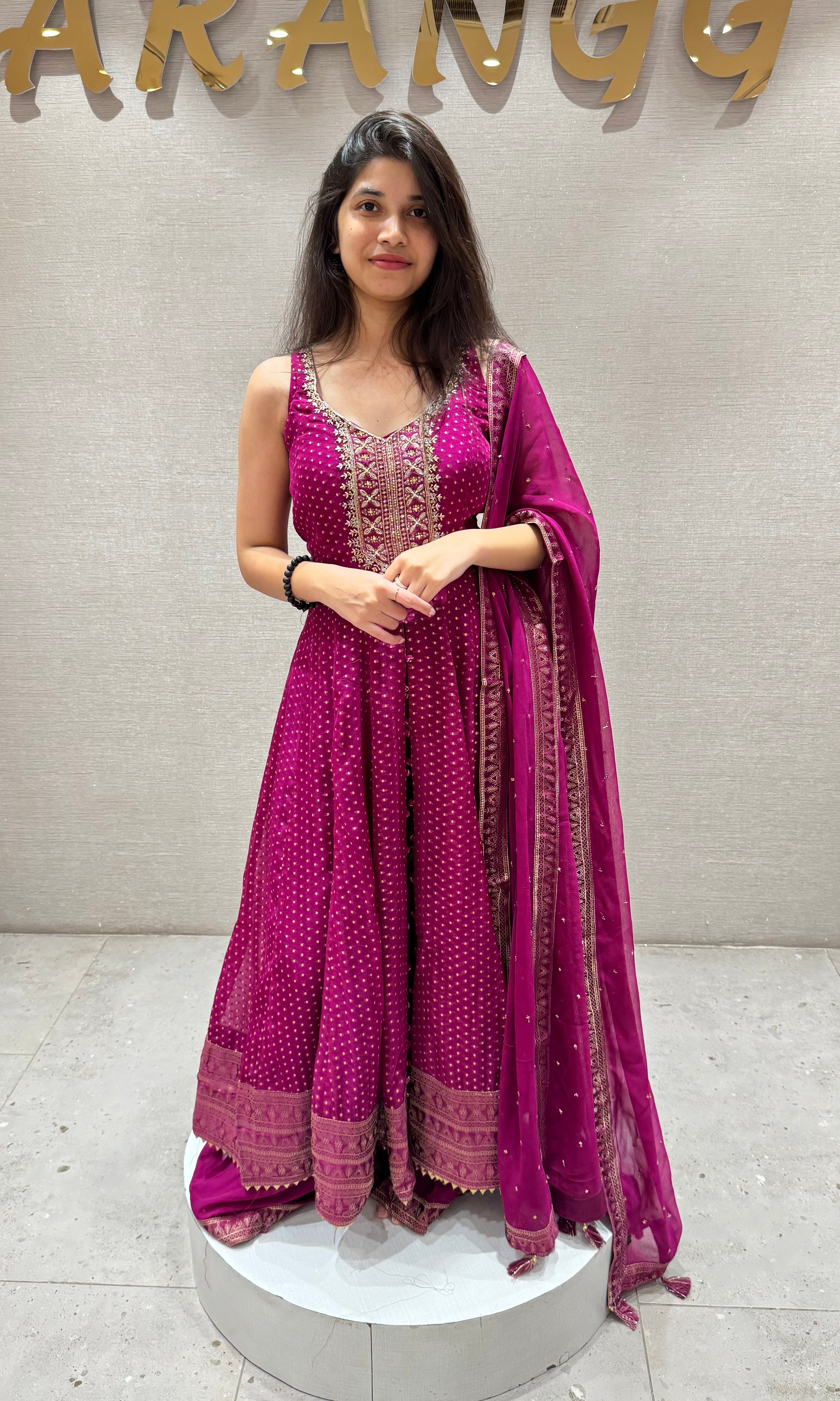 violet GOLDEN ENBROIDERED Anarkali