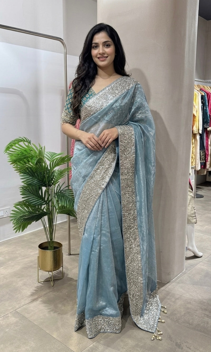 Green FANCY saree with blouse