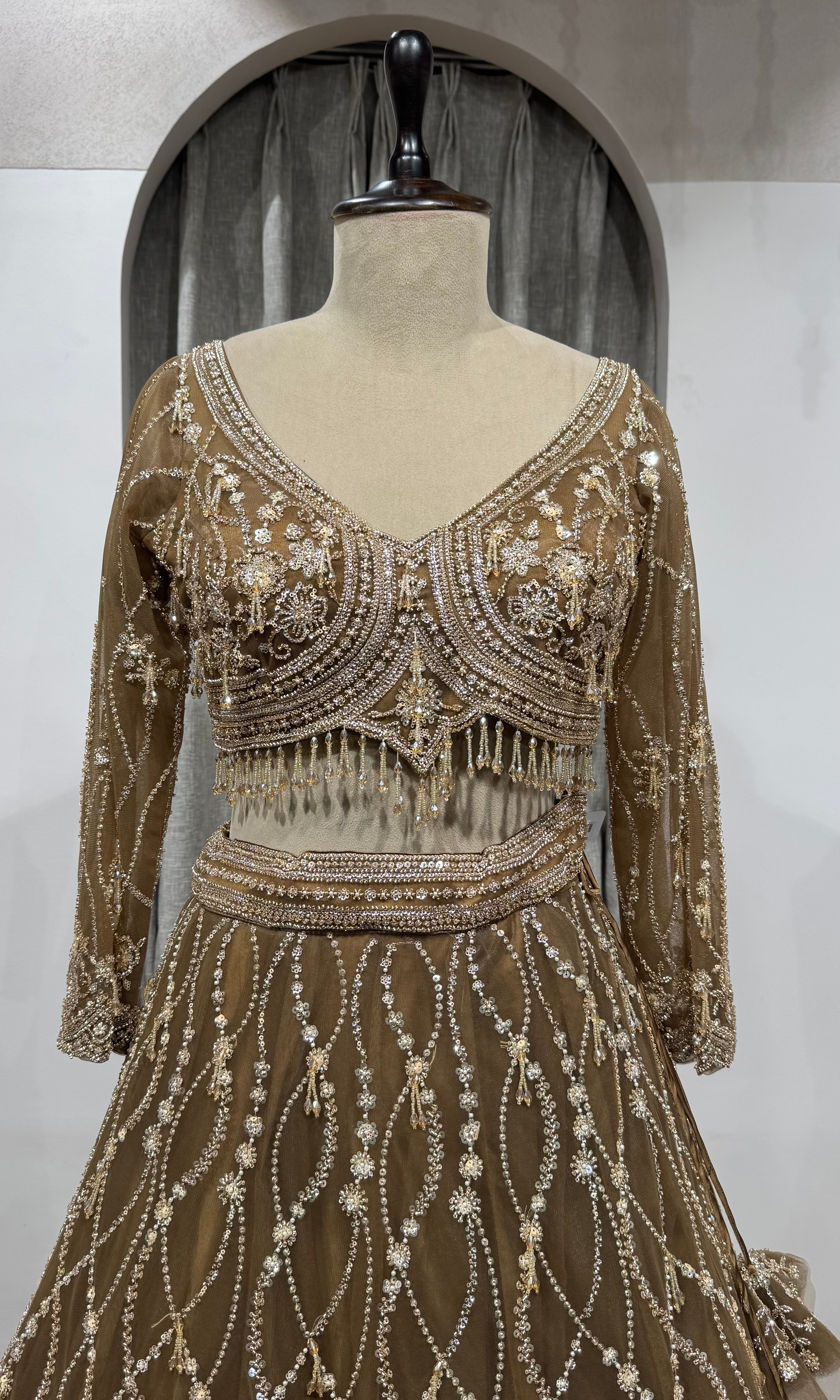 Mocha Brown Designer Lehenga with Sequins