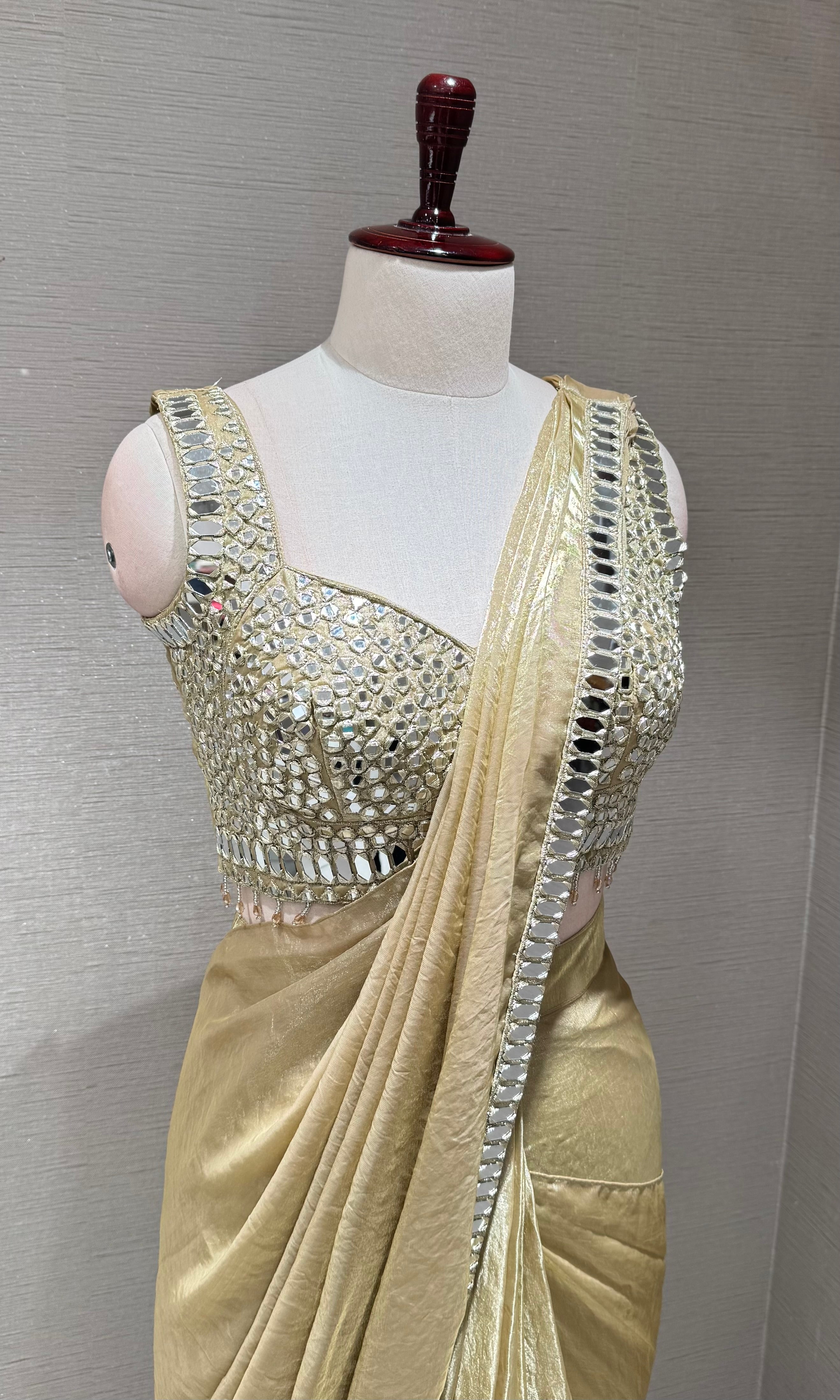 Beagh & Golden Shimmer Saree with Silver Sequin Blouse