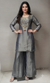 Grey Shimmer Cord Palazzo Set