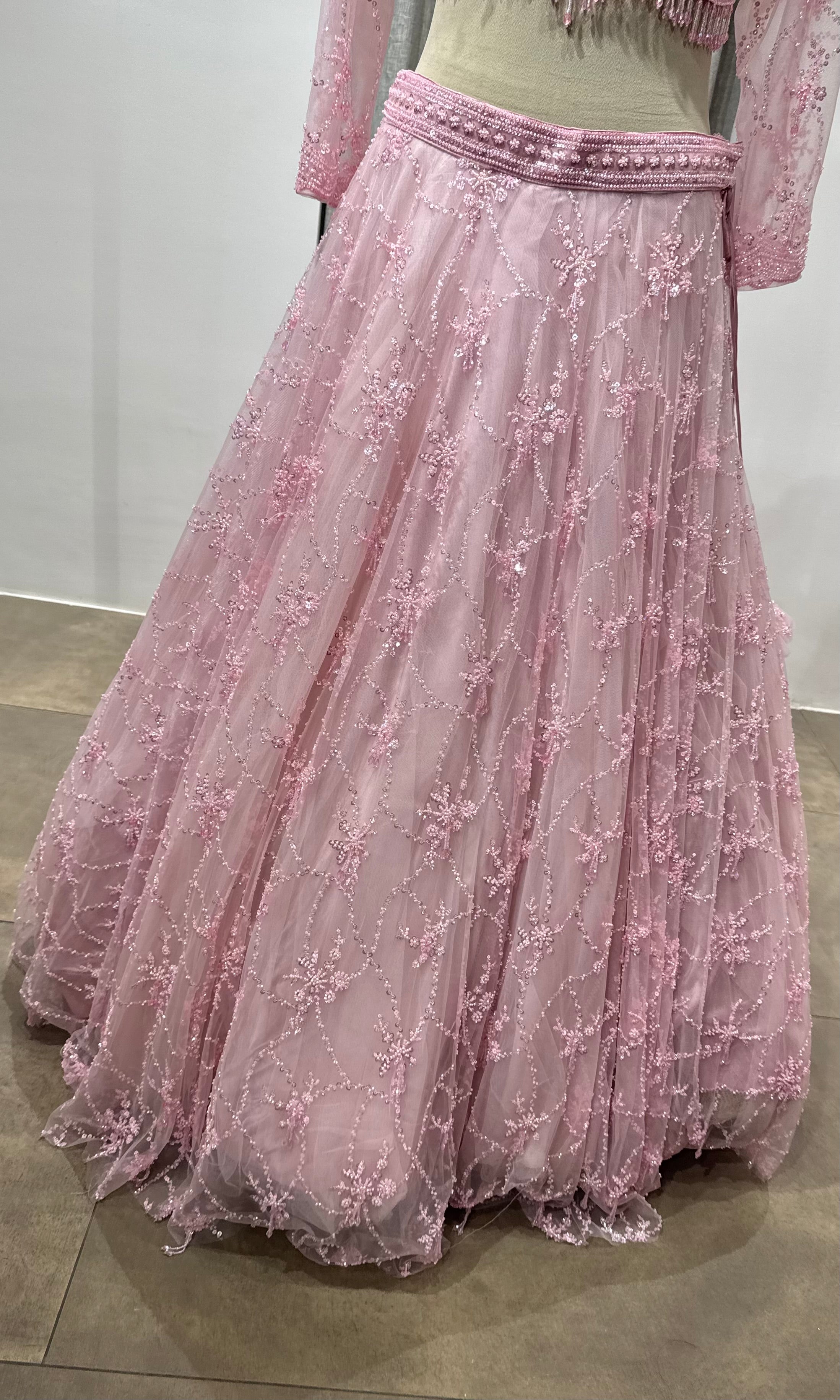 Blush Pink Embroidered Bridal Lehenga Set