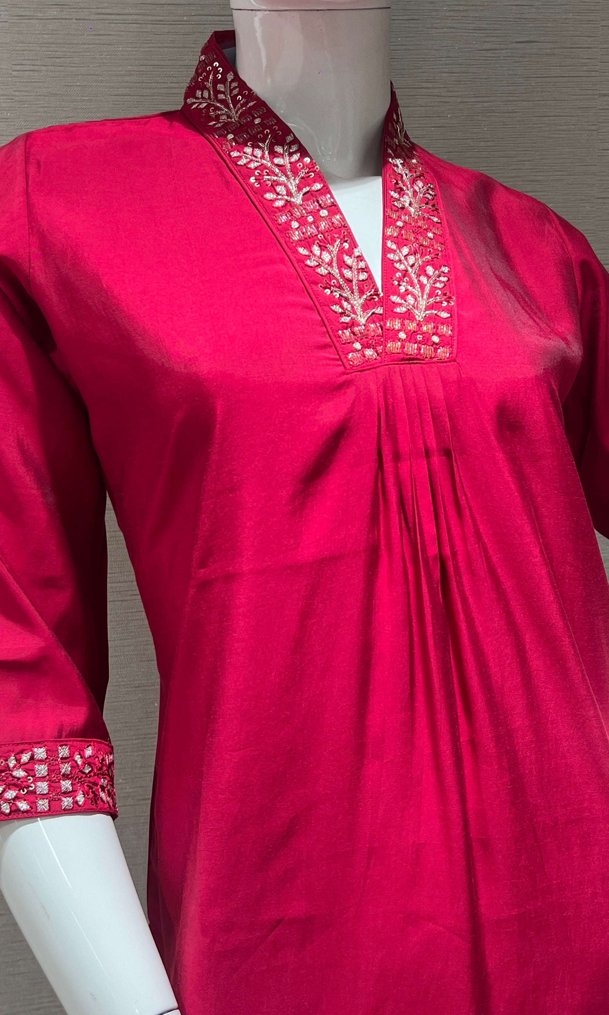 Rani Pink Kurta Set with Gold Dupatta