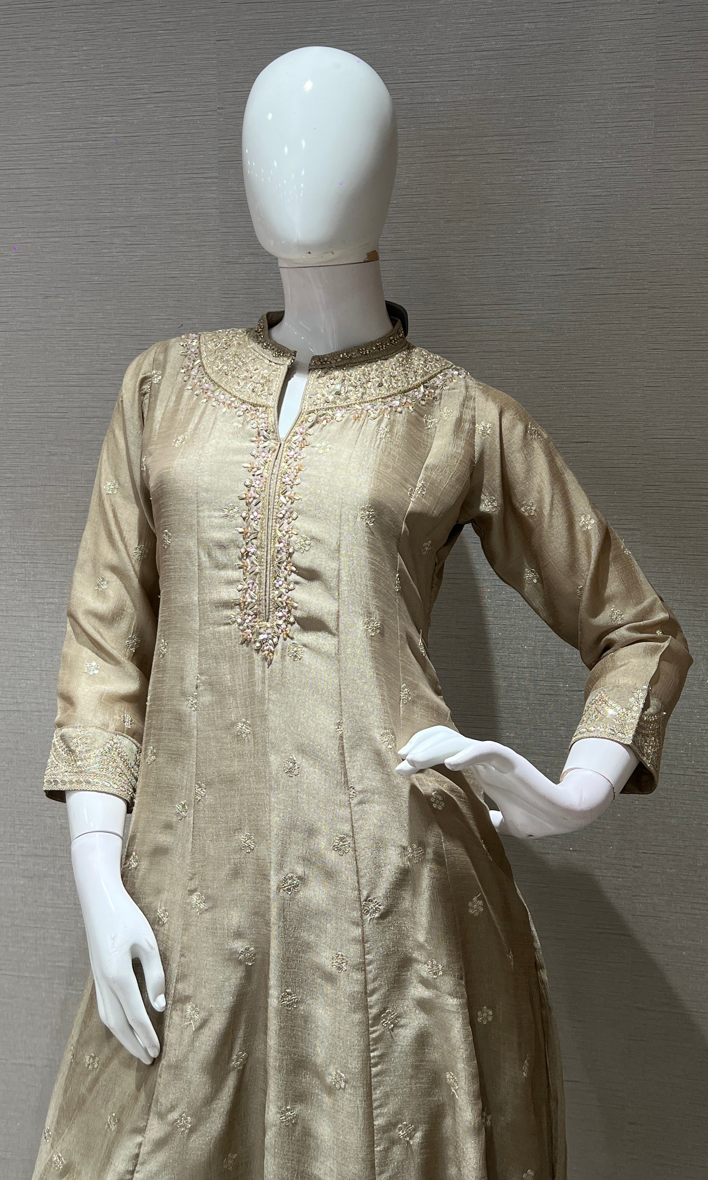 Grey EMBROIDERED Anarkali KURTA SET