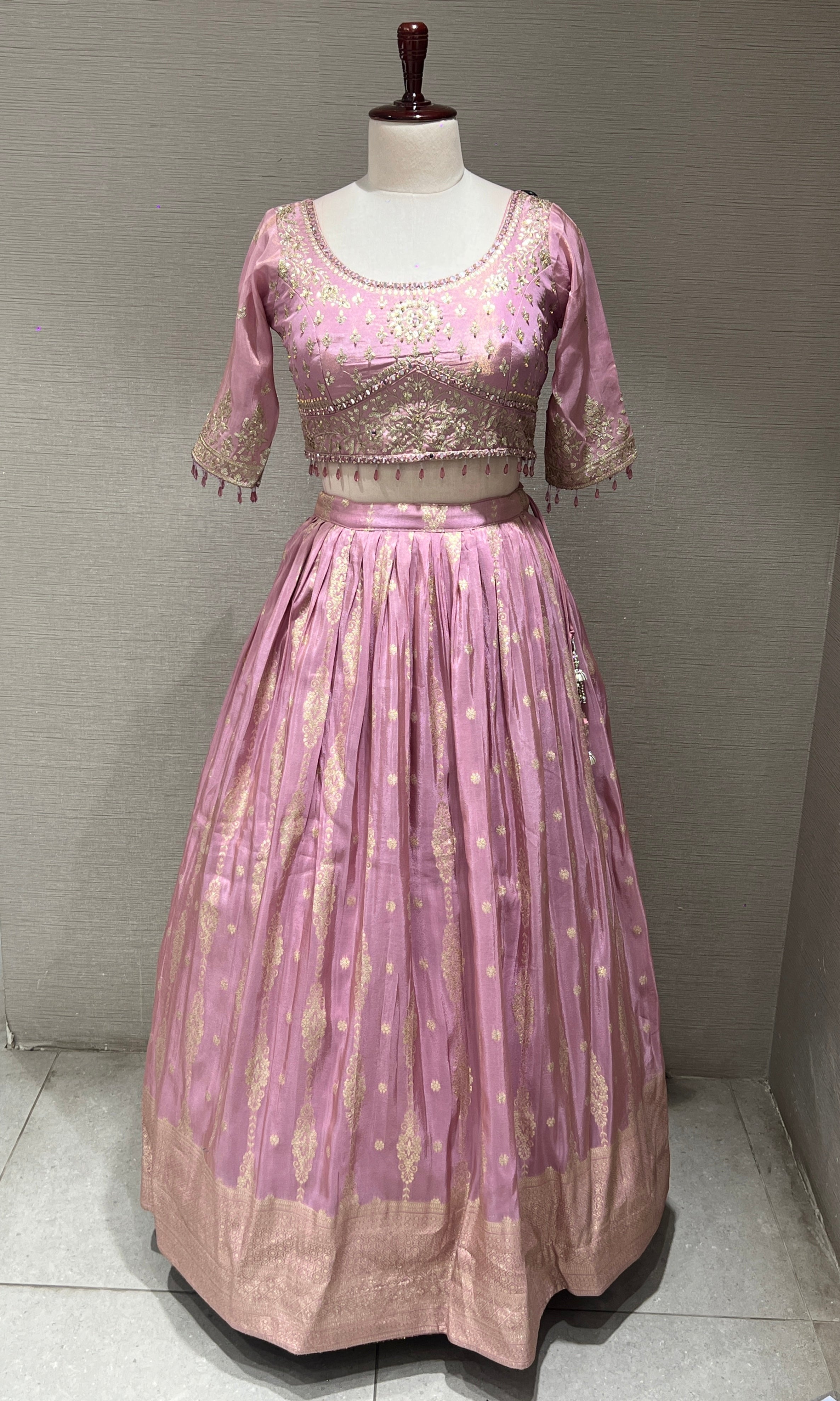 Blush Pink Lehenga with Golden embroidery