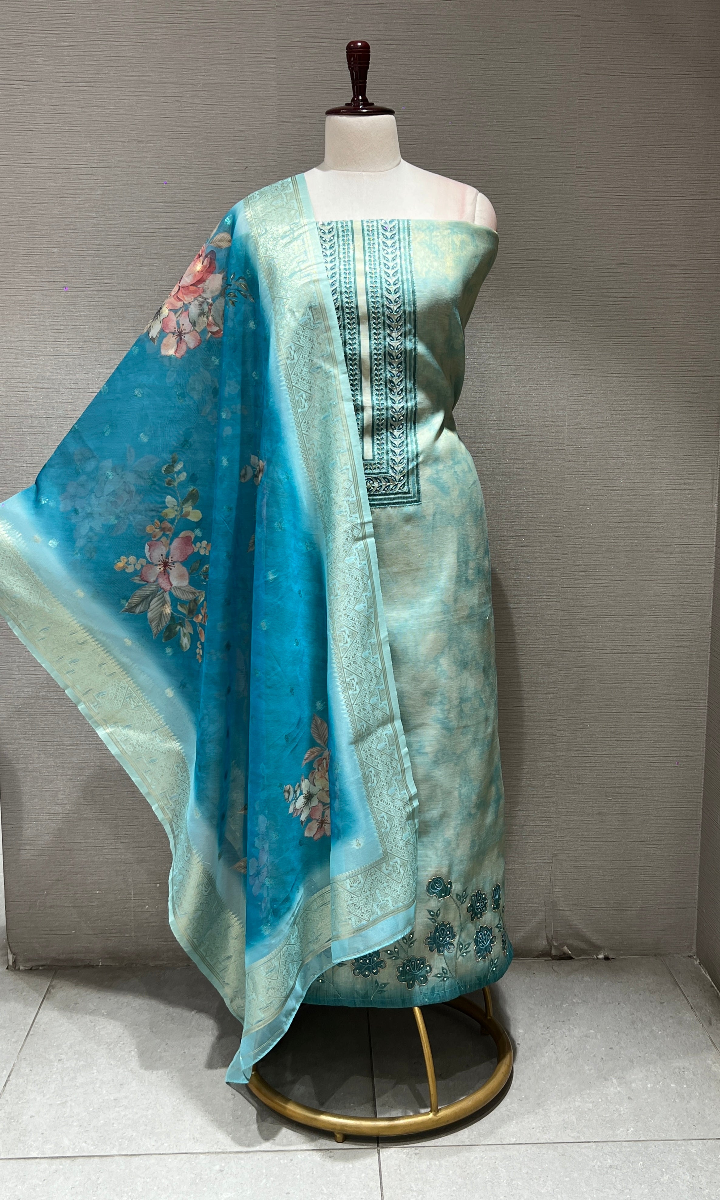 Light blue dress material