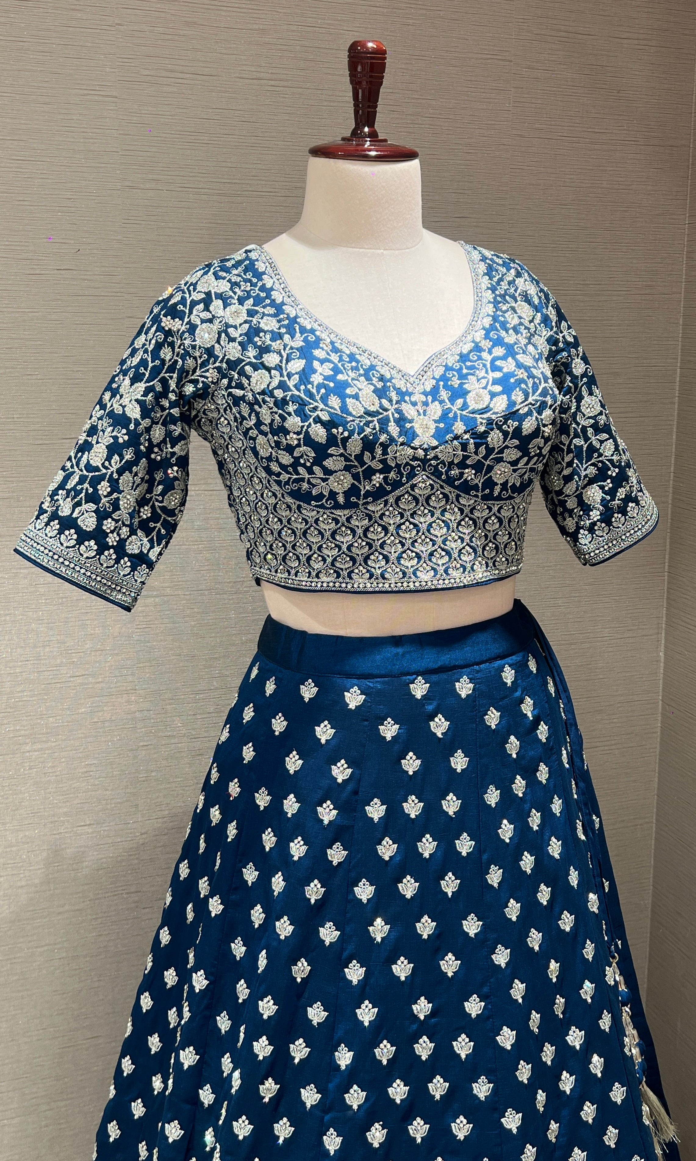 Blue FLORAL EMBROIDERED Lehenga