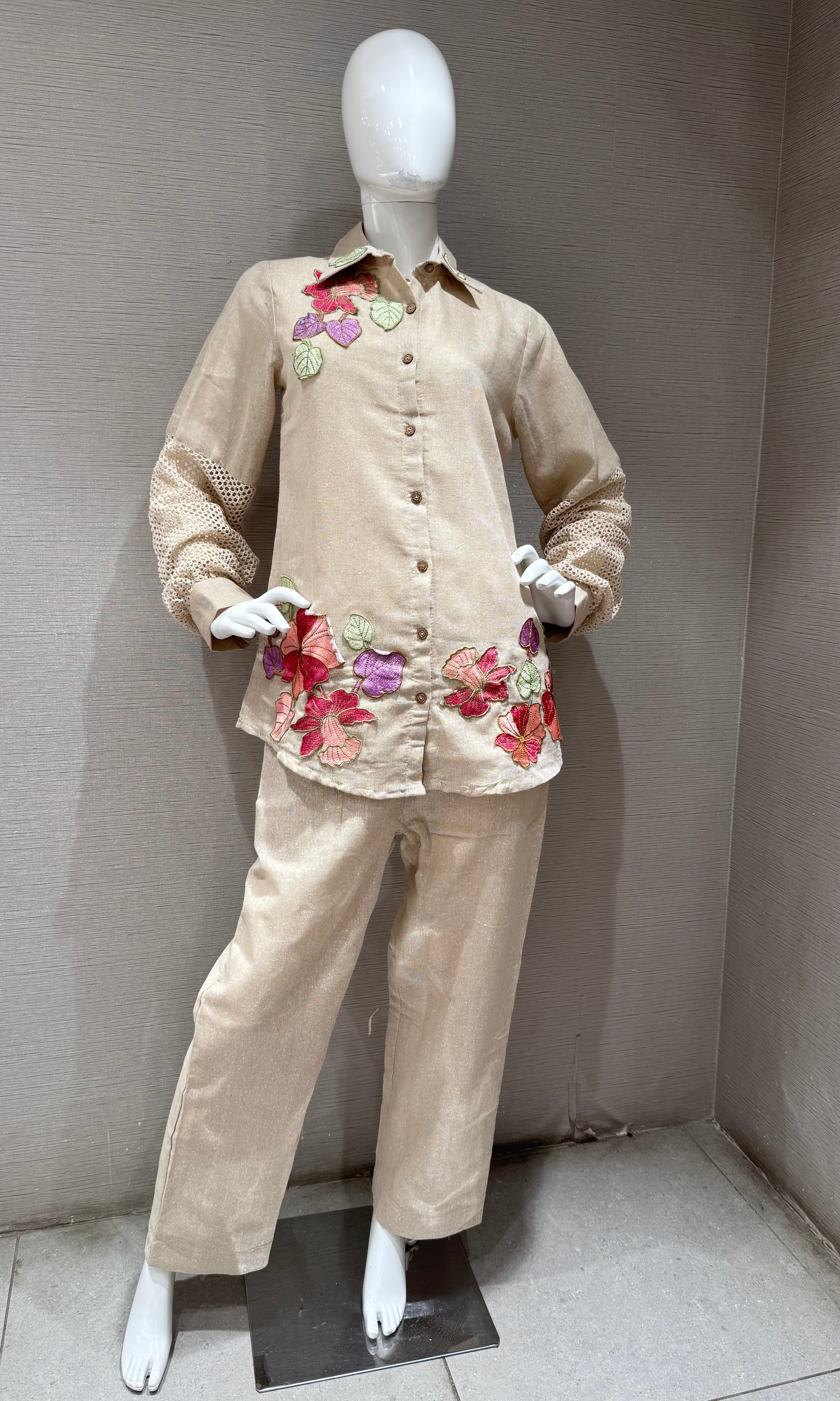 Beagh Floral Embroidered Shirt and Trouser Set