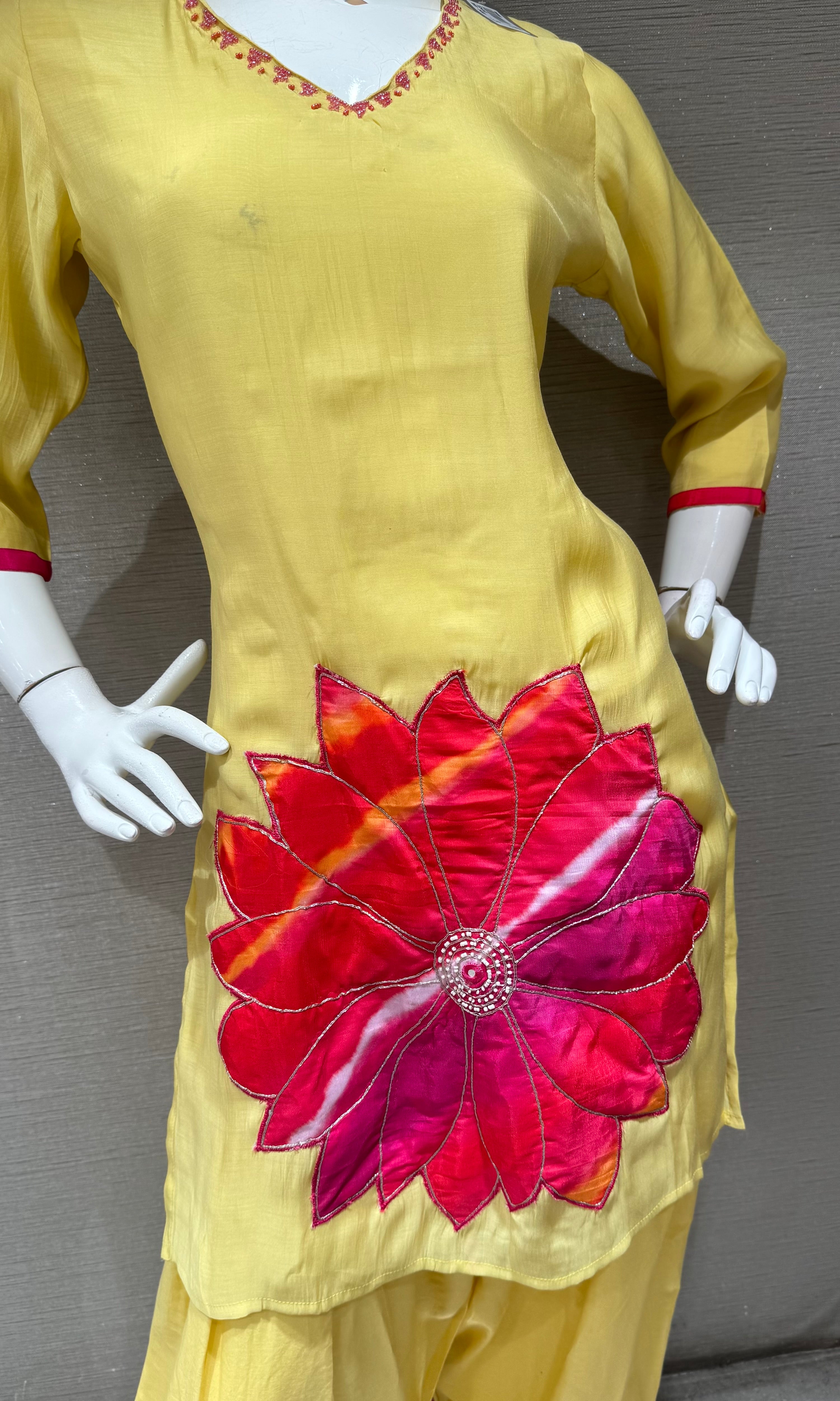 Light Yellow Floral Farsi salwar kurta set