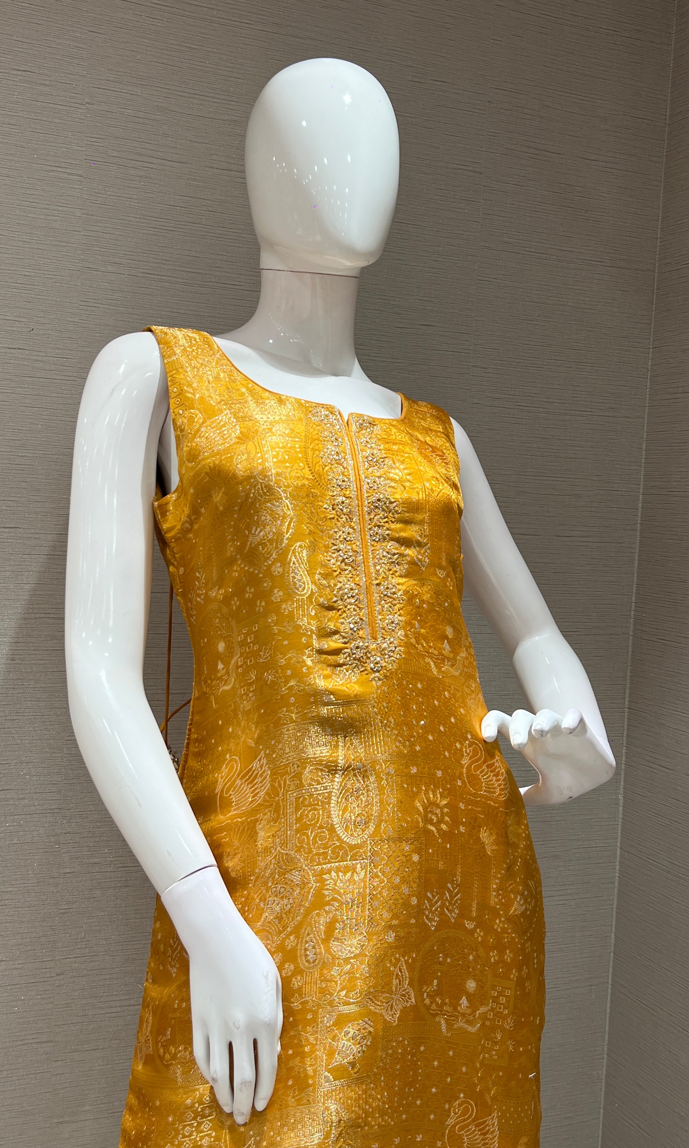 Mustard yellow EMBROIDERED Kurti Set