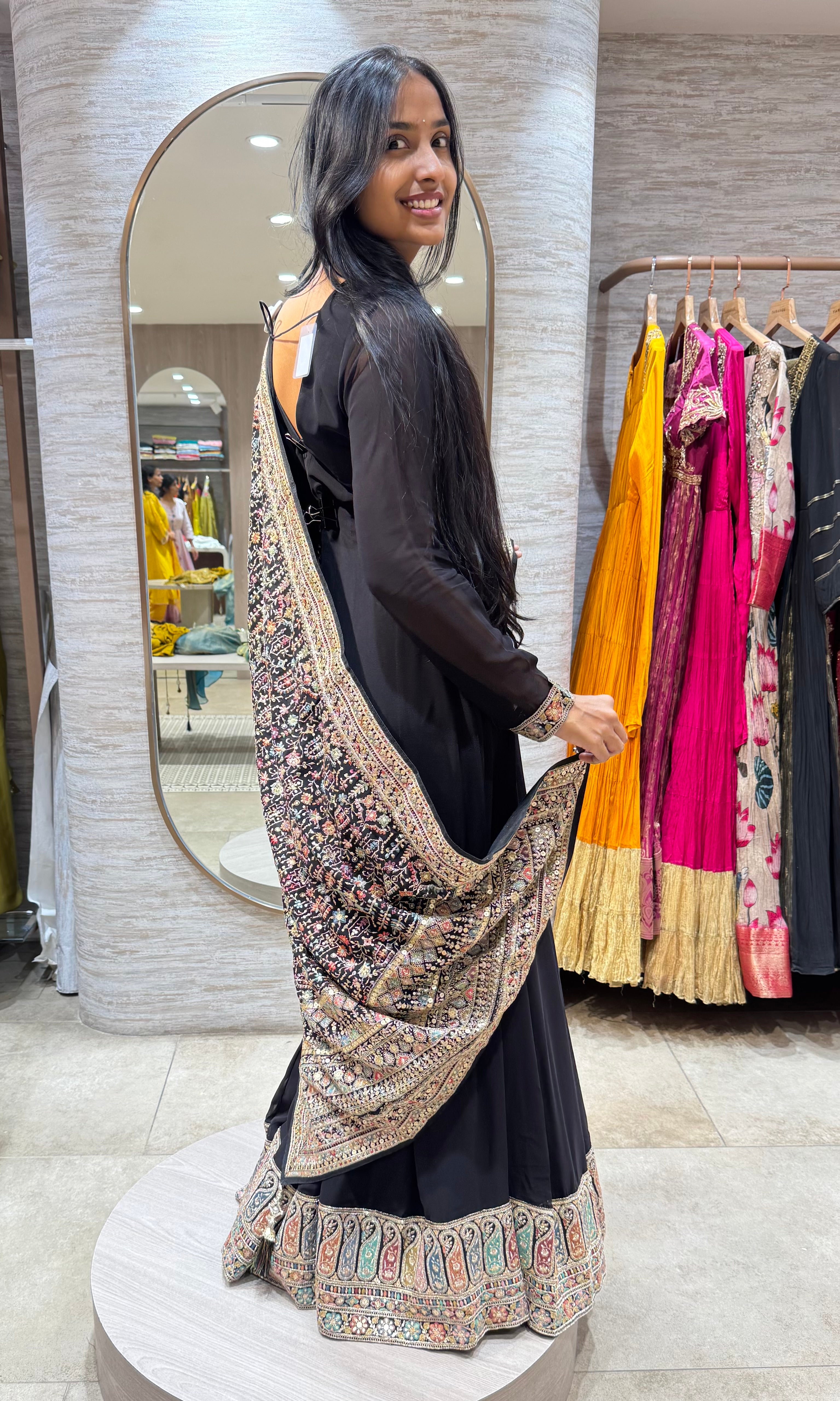 BLACK ETHNIC ANARKALI SET