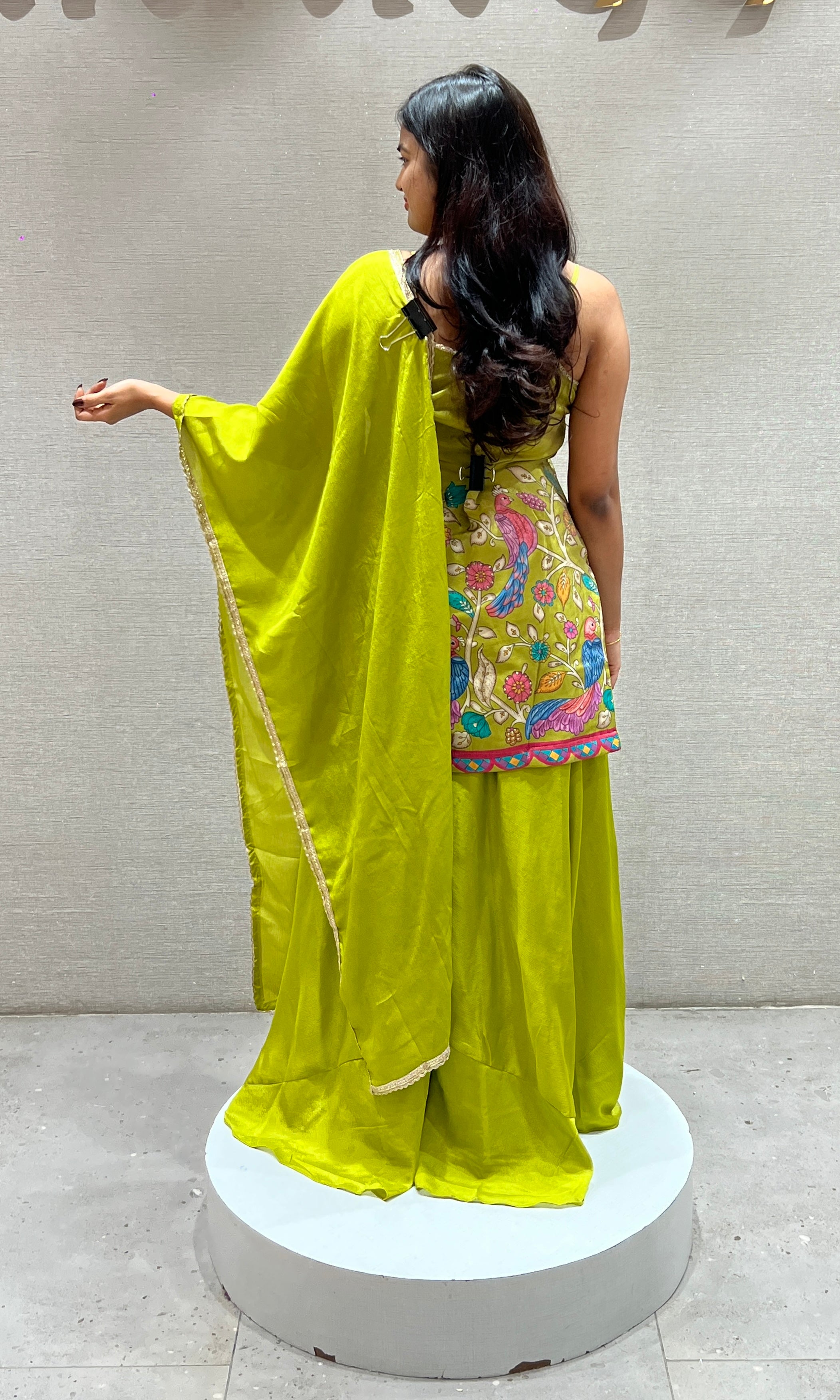 Parrot Green Embroidered Sharara Set