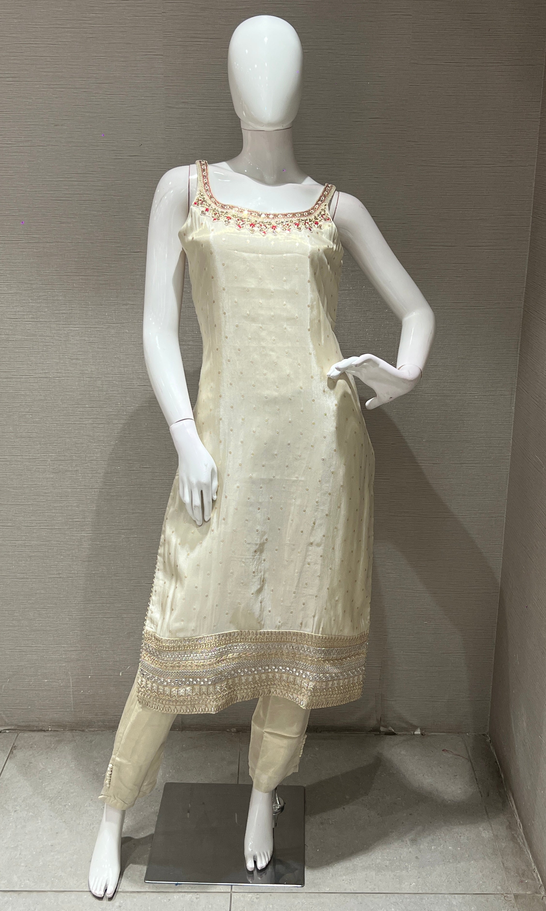 Elegant Cream AND PINK KURTA SET