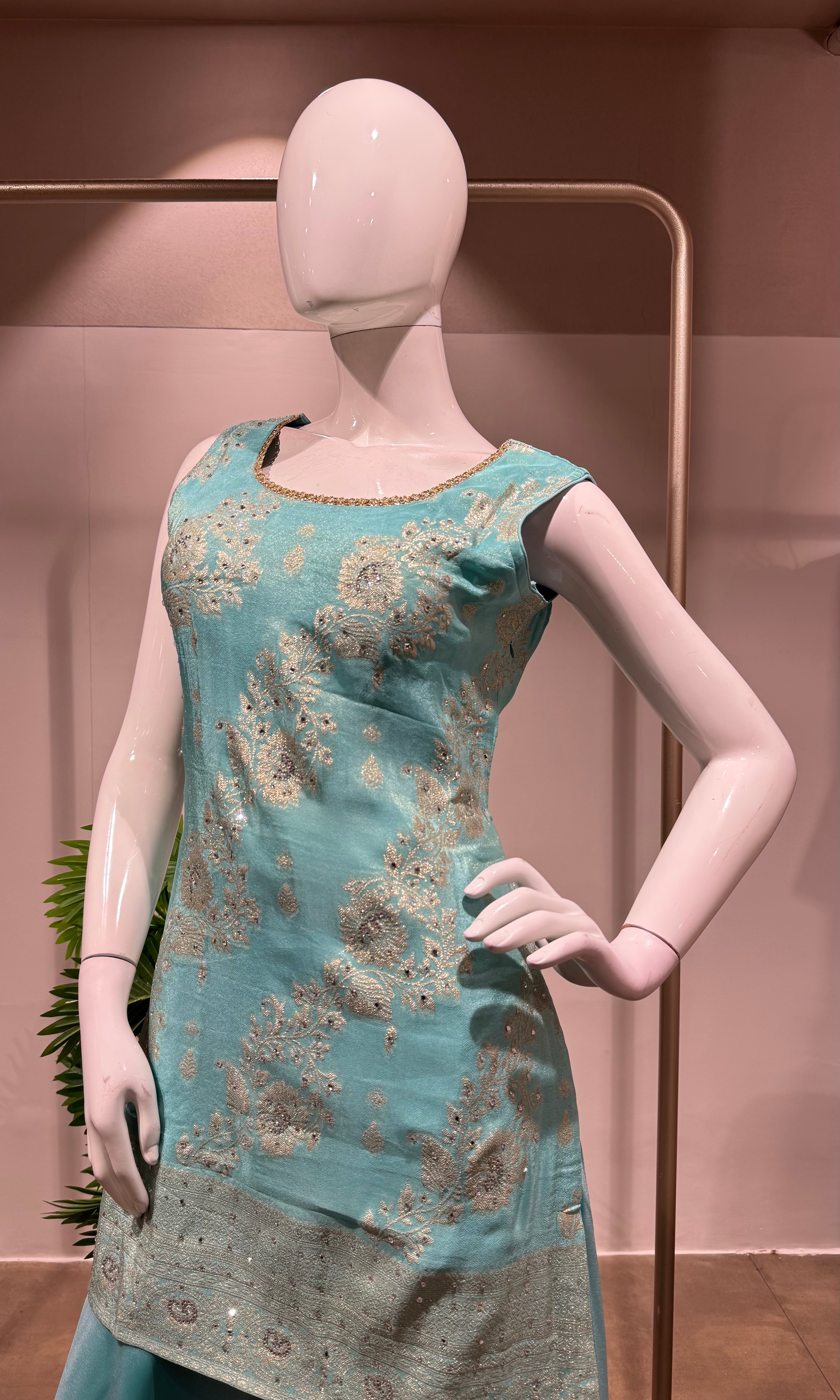 BLUE Embroidered Kurta & Sharara Set