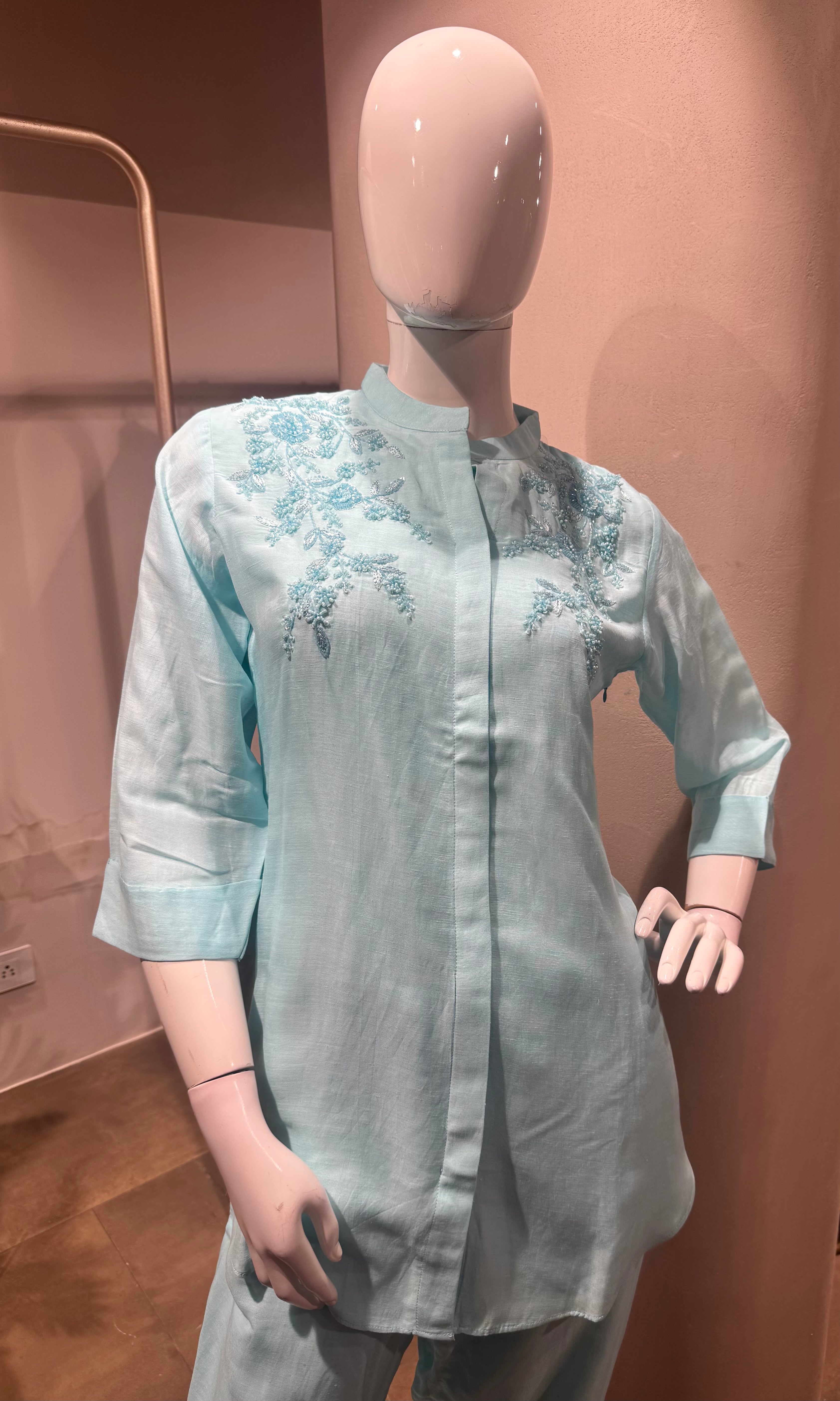 Blue Embroidered Co-ord Set