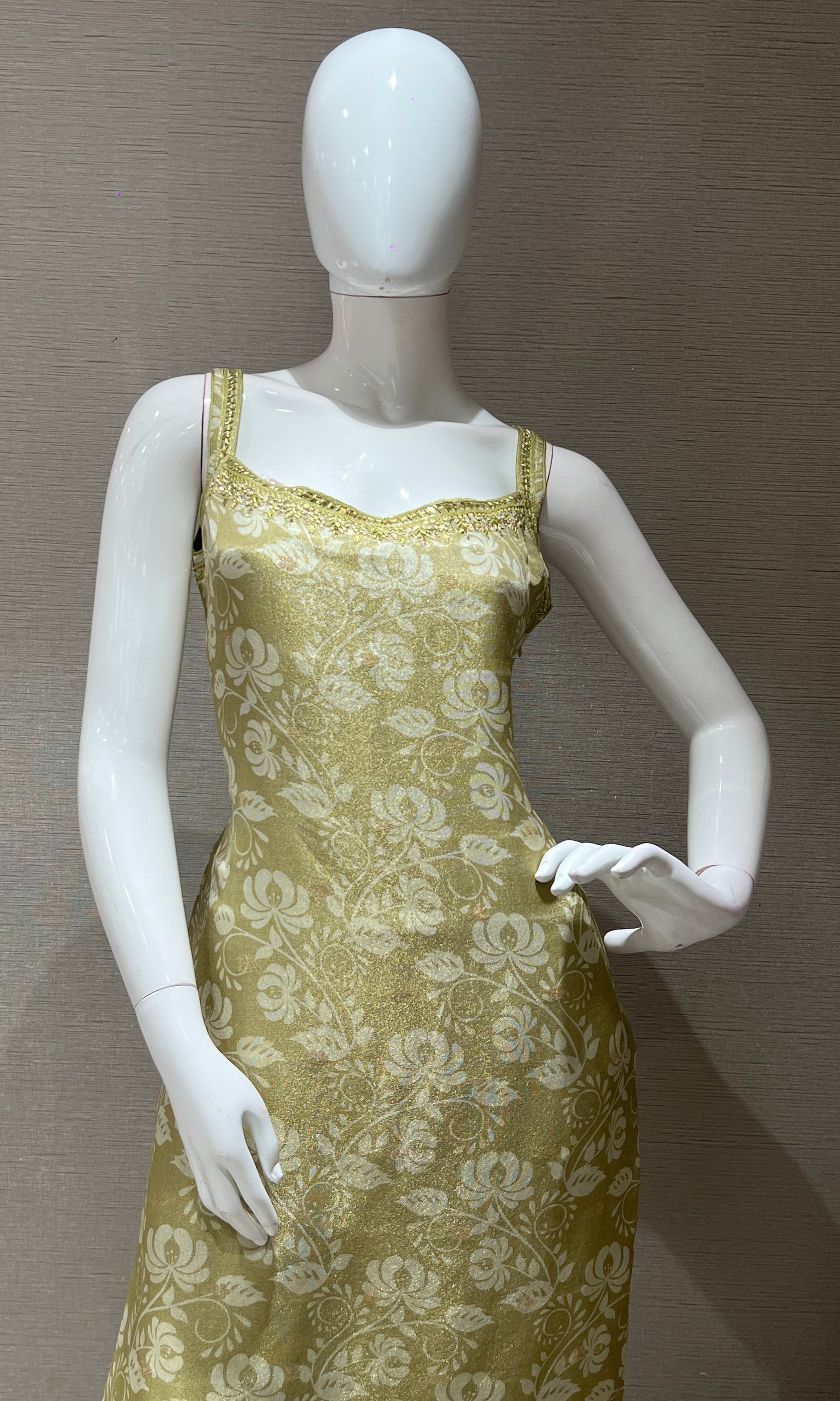 Light Golden Green Brocade Kurta Set