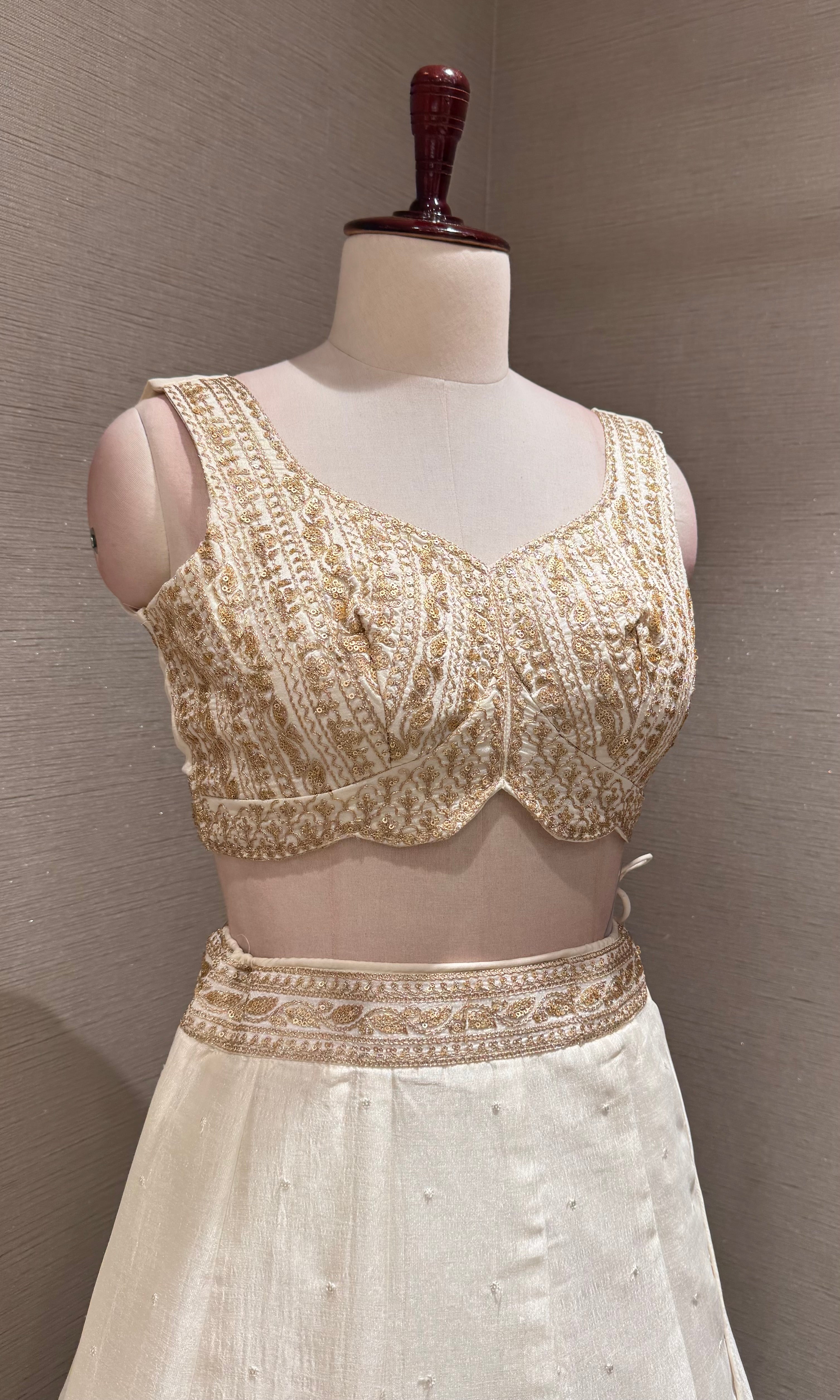 Classic Cream Gold Flared Lehenga
