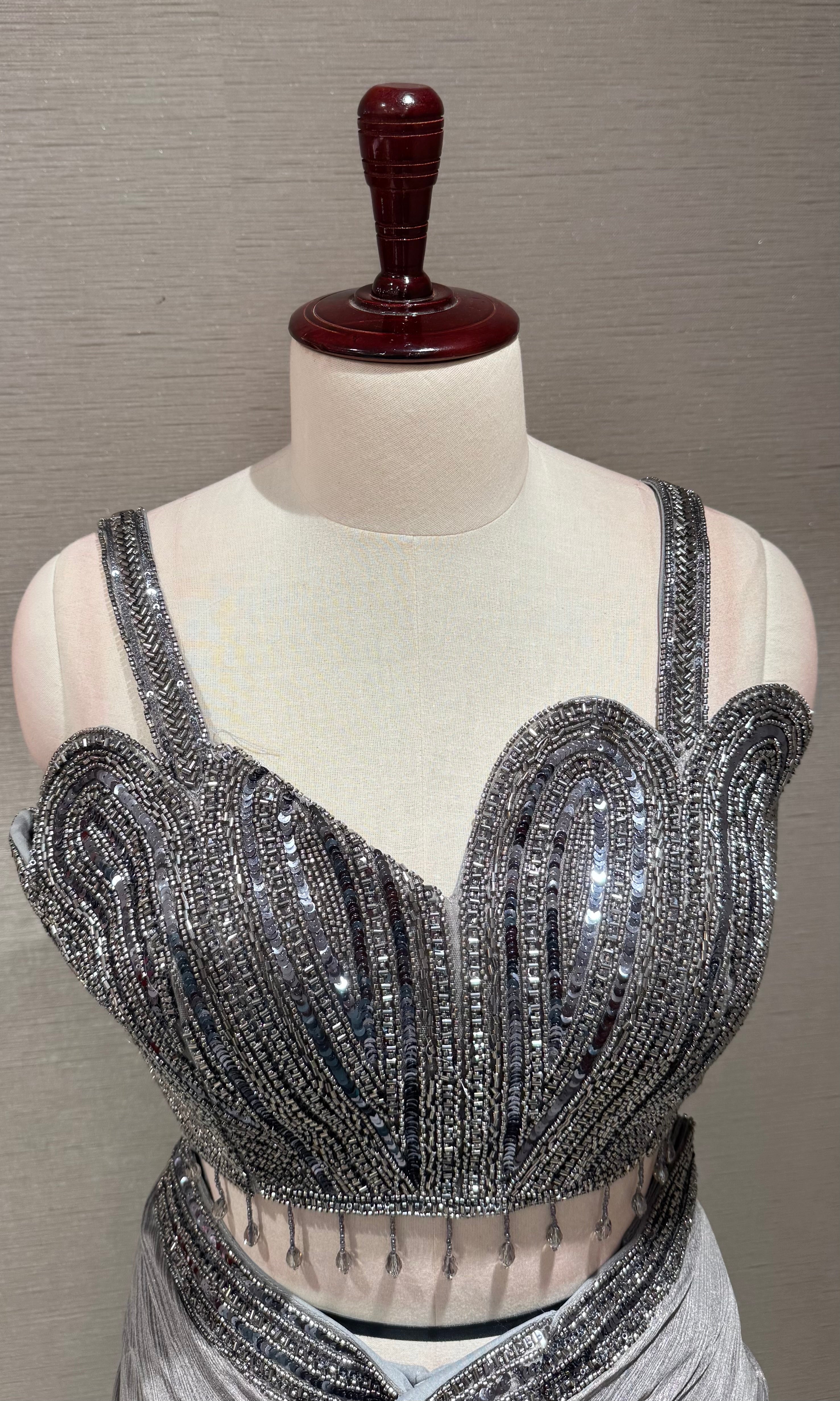 Grey Silver Sequin Sweetheart skirt with