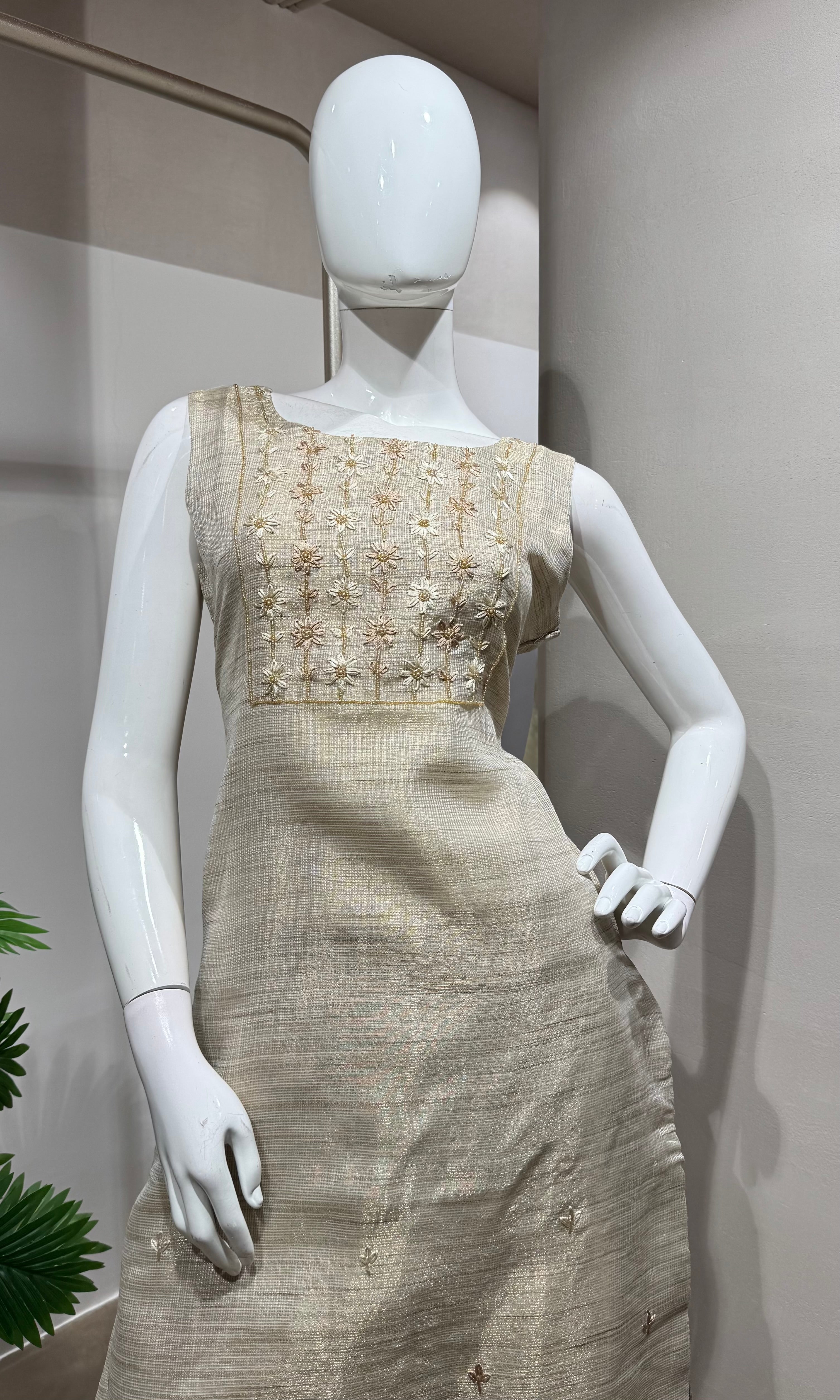 Fawn and Gold Embroidered Kurta Set