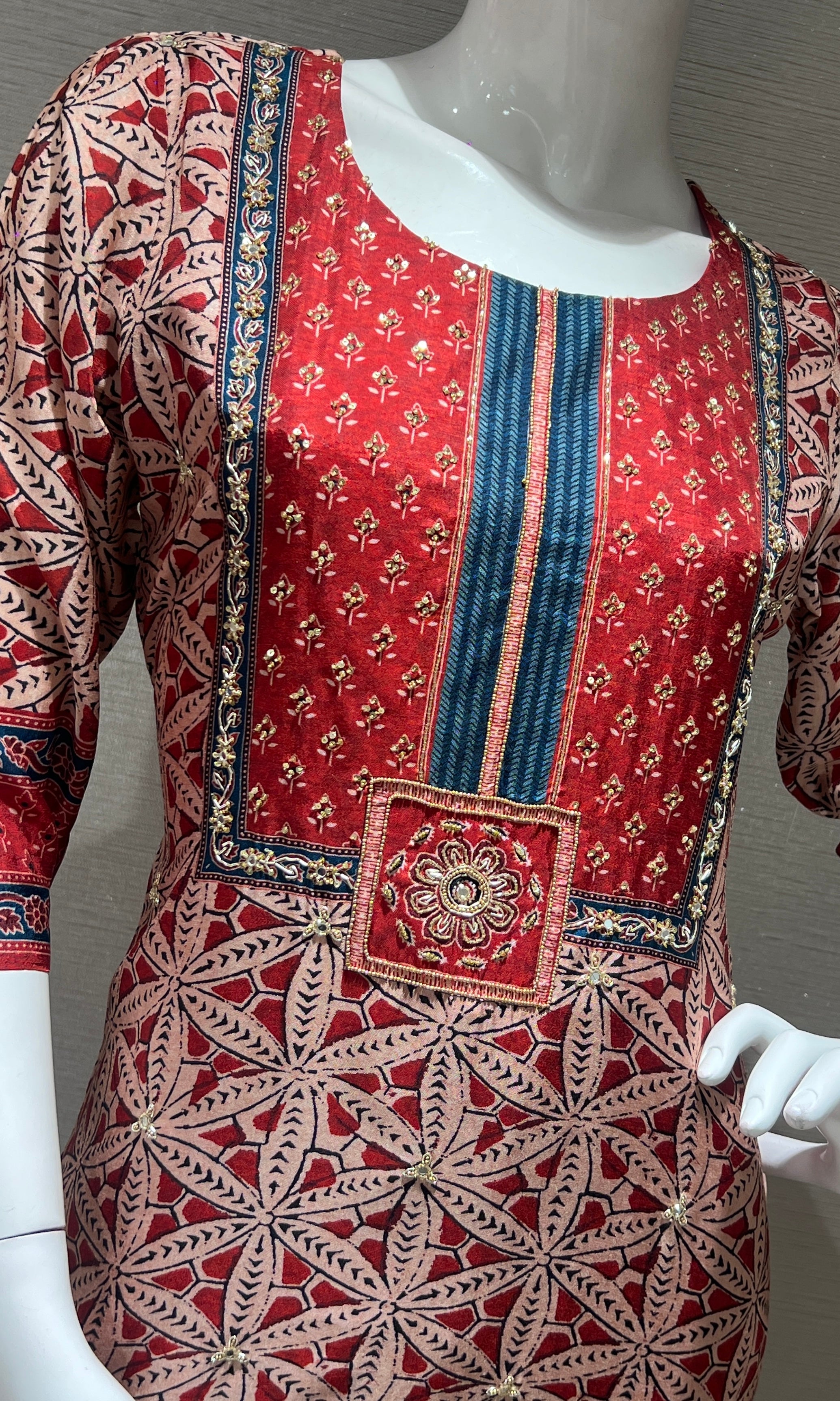 Rust Printed Kurta Set