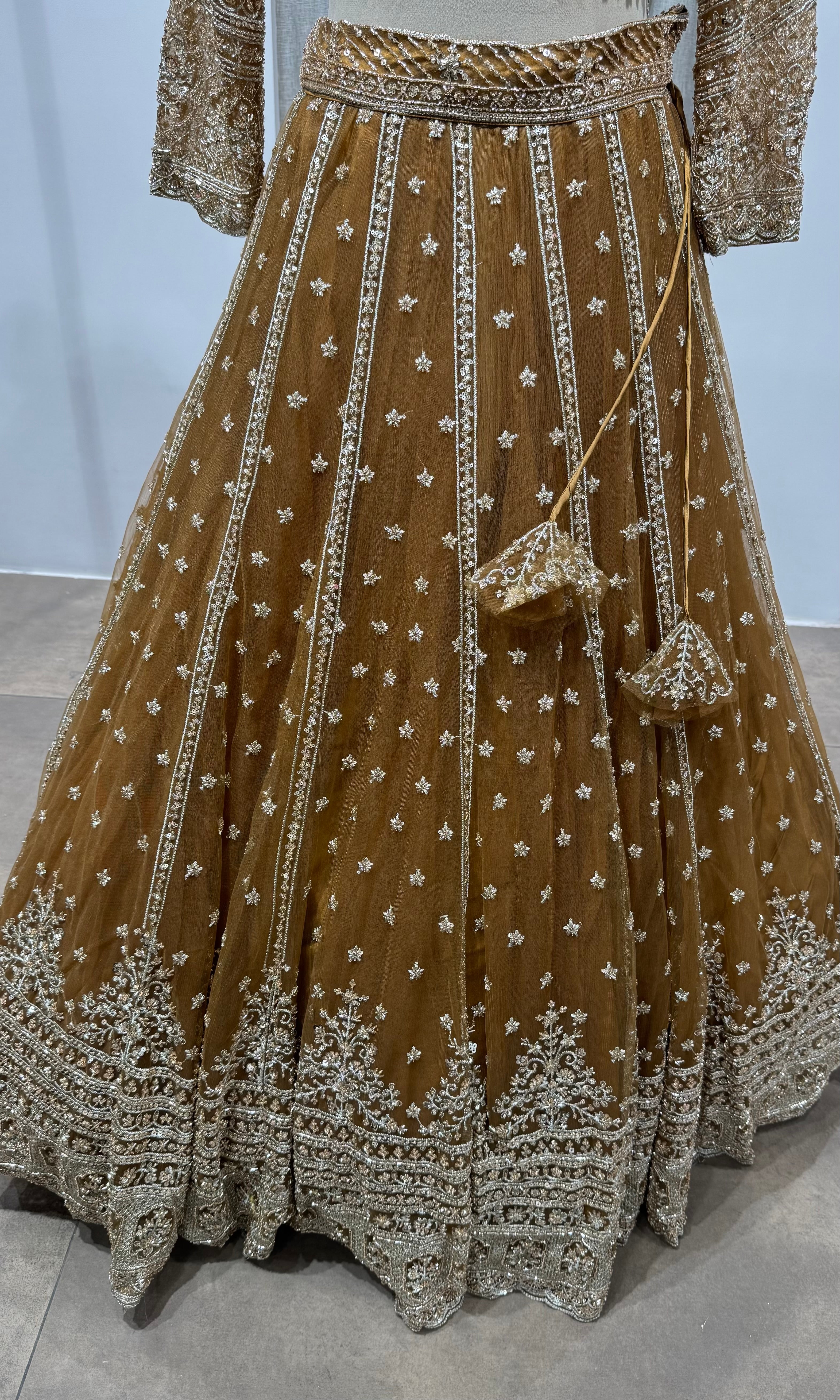 BROWN Embroidered Lehenga with Dupatta