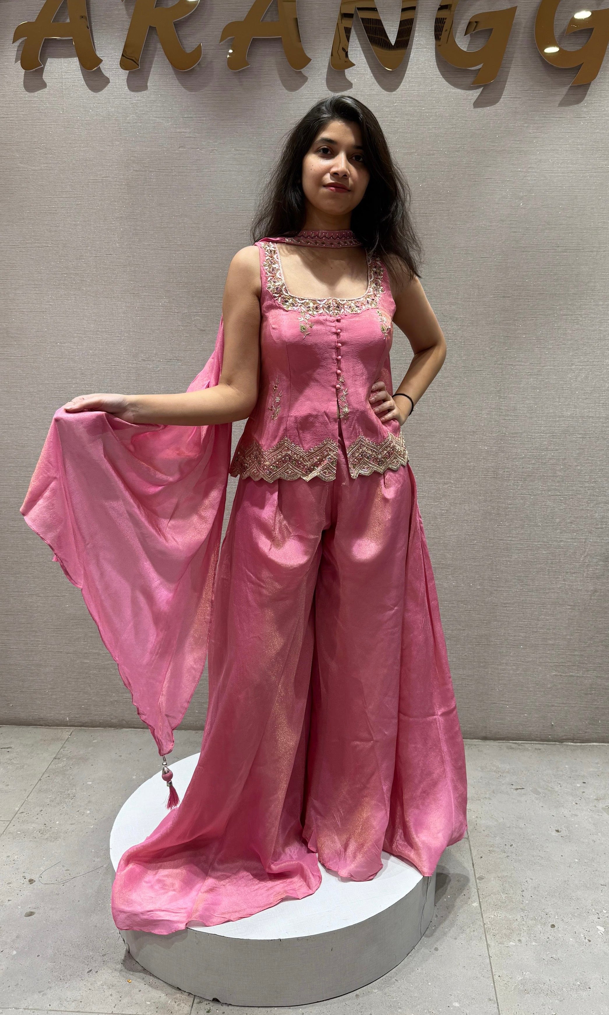 Rose Petal Peplum Palazzo Set