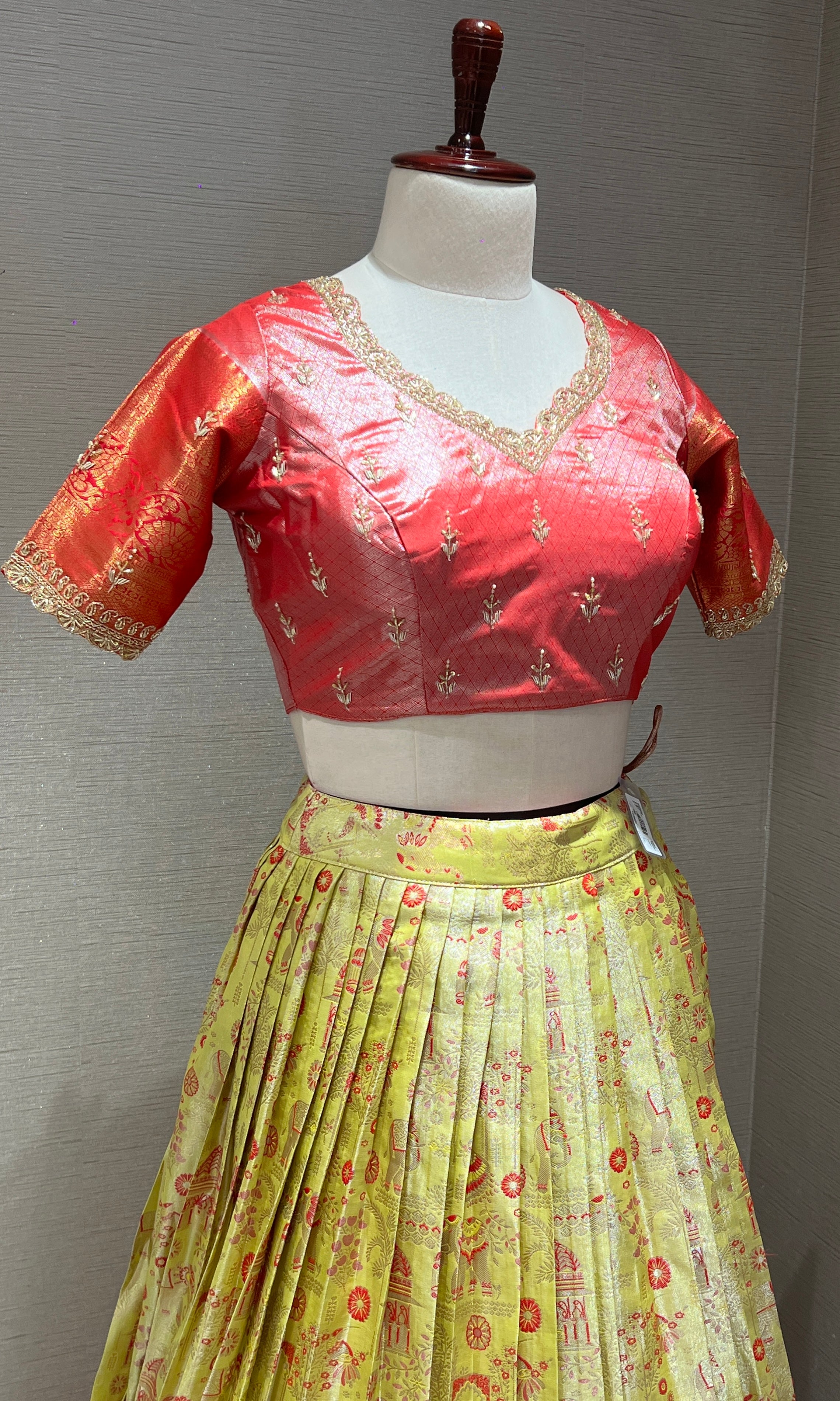 Rose Pink and Parrot Green Lehenga