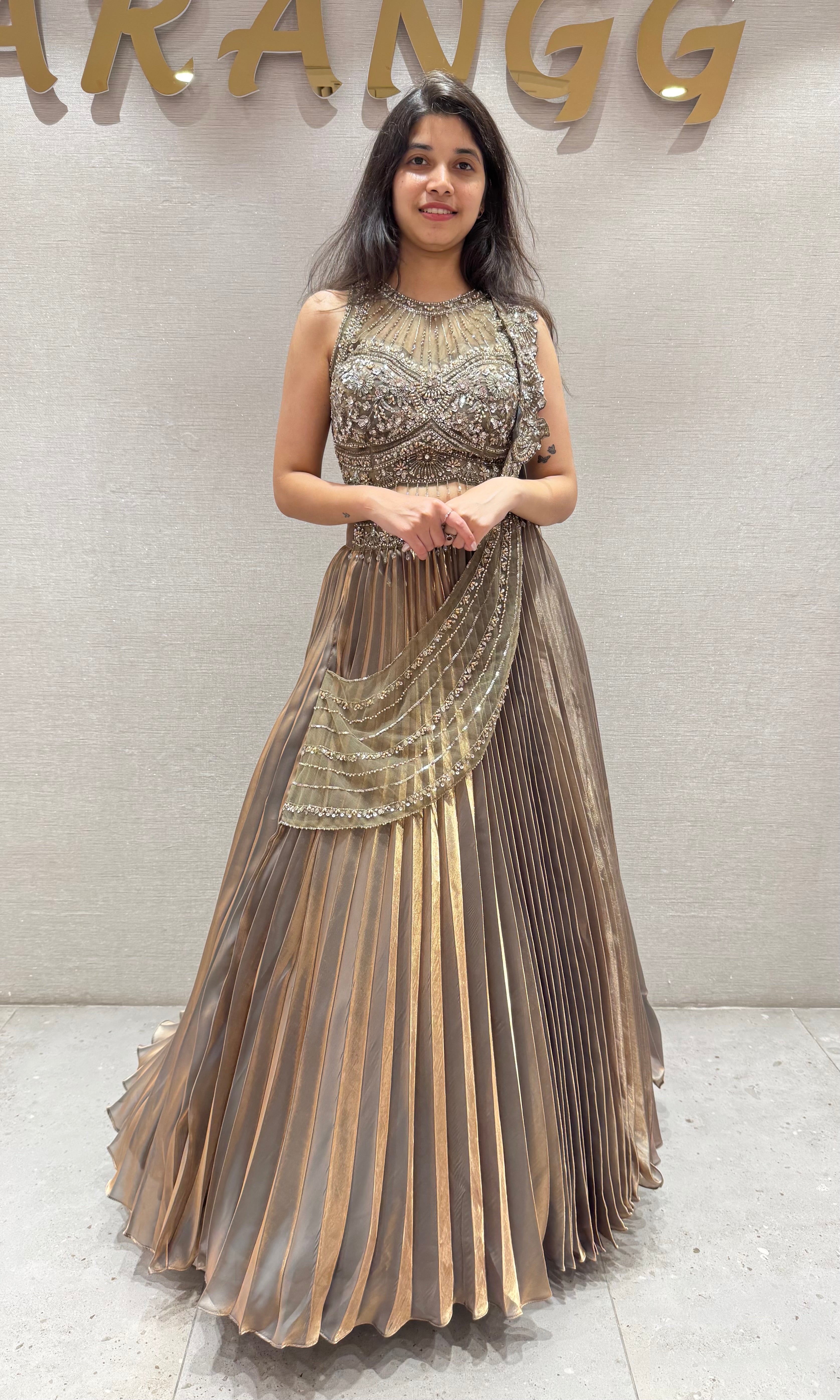 Green GLOW Lehenga WITH HALTER NECK BLOUSE