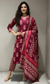 Maroon ETHNIC PRINT kurta set
