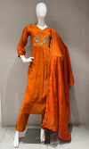 Rust Floral embroidery kurta set