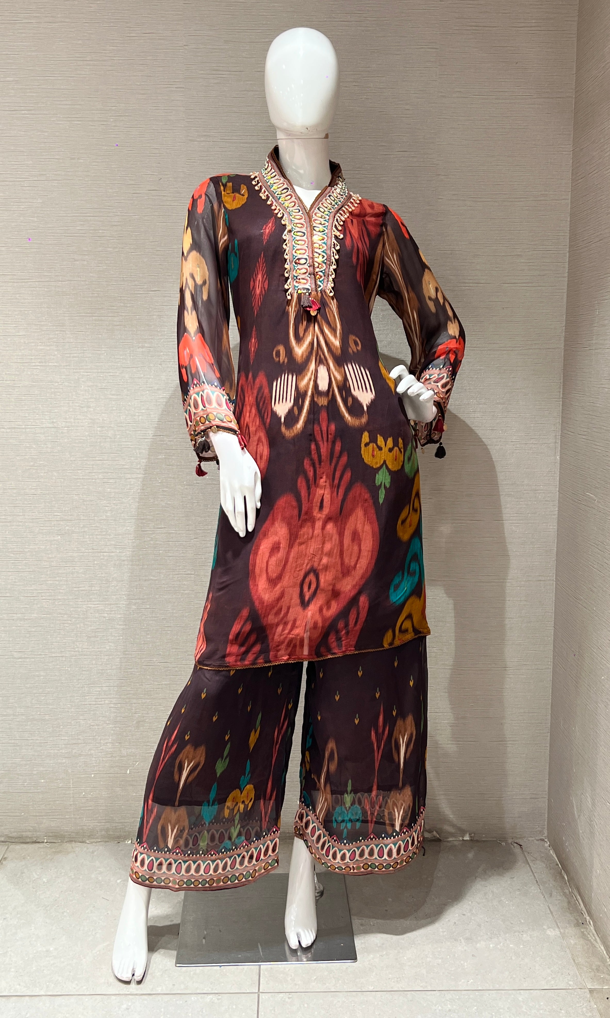 Brown kurta set WITH PALAZZO PANTS