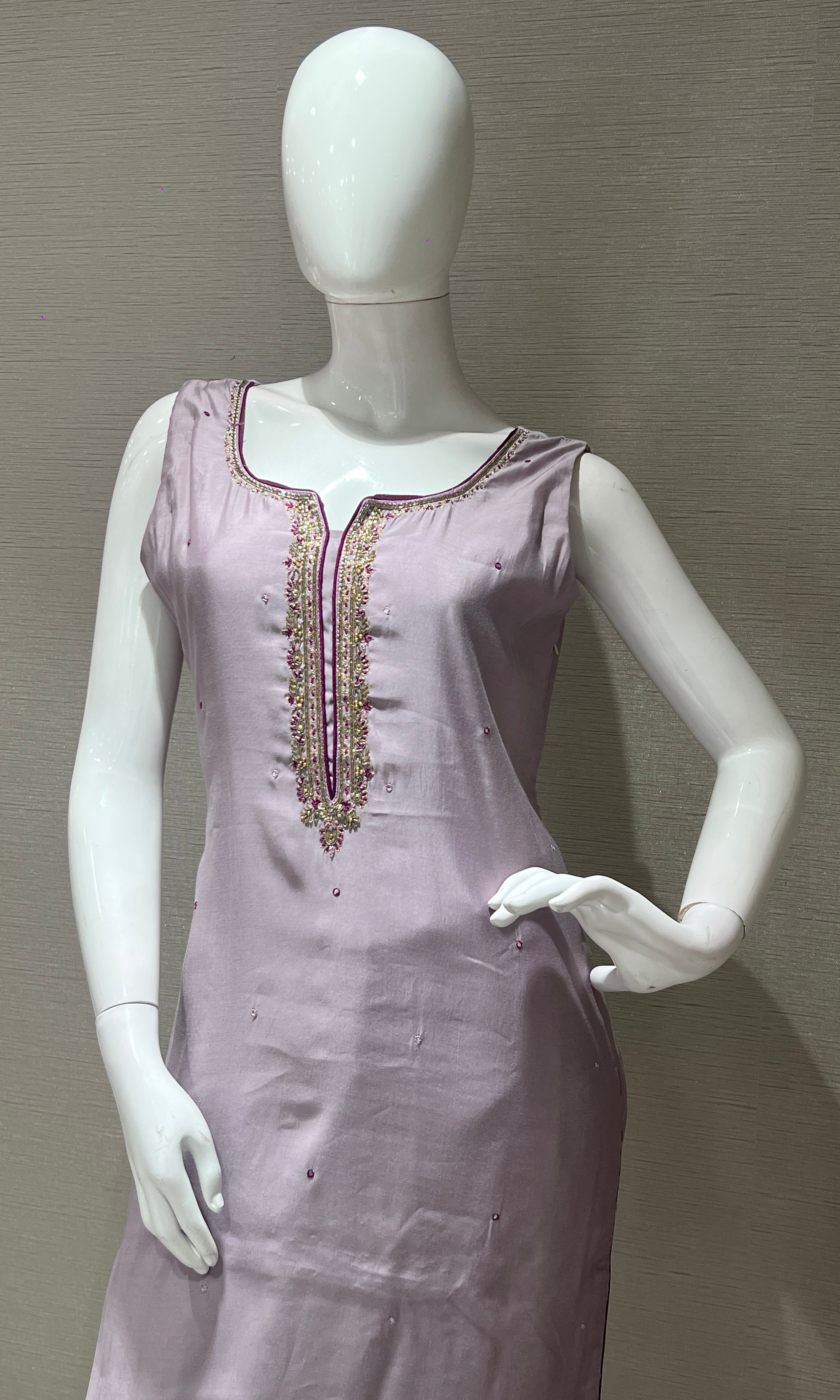 Lavender kurta set with purple Gold Dupatta