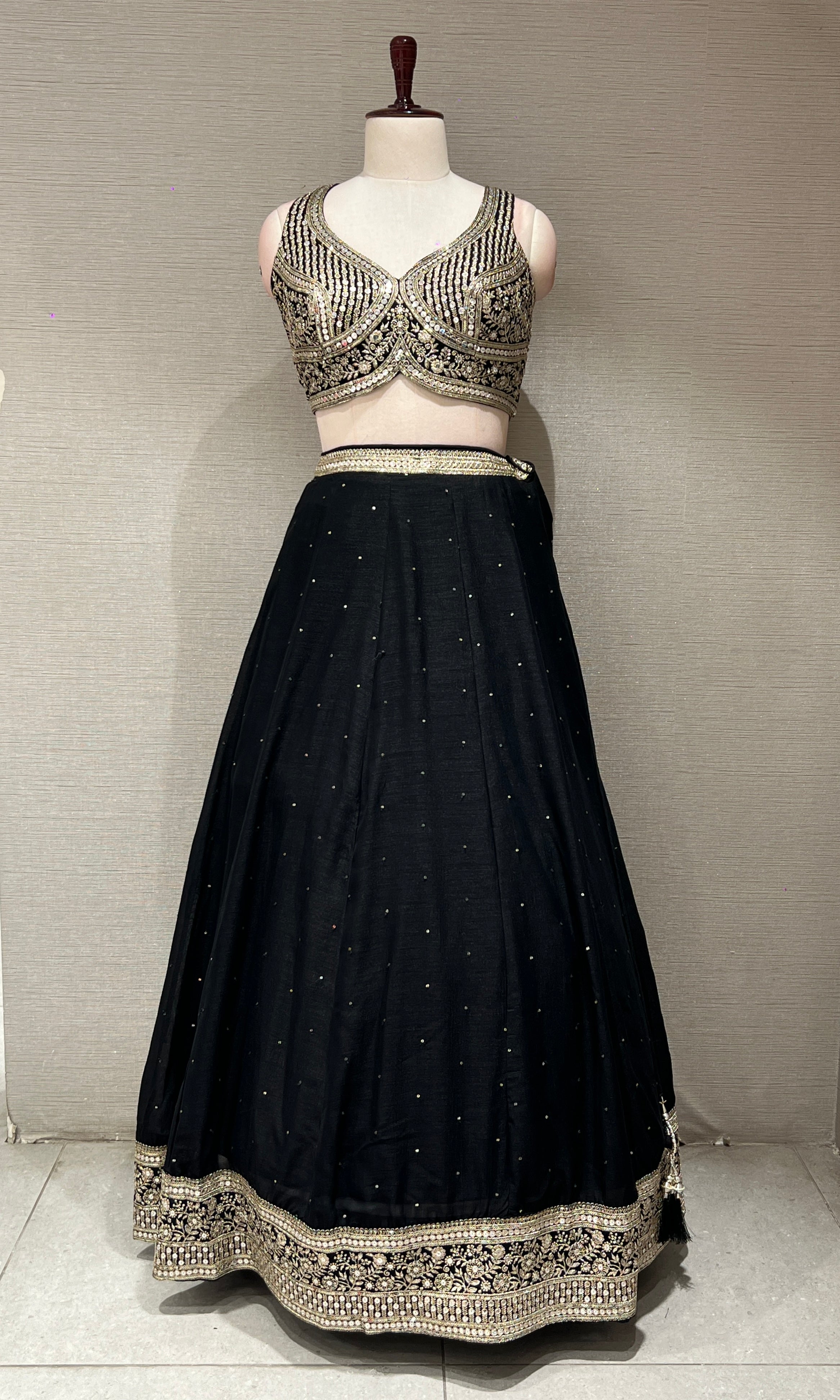Black GOLD EMBROIDERED Lehenga