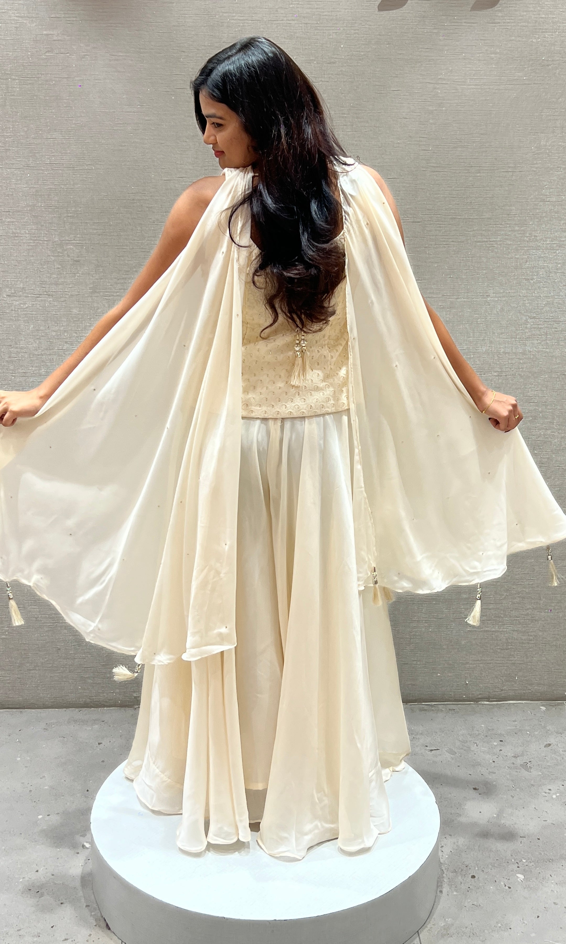 Ivory Grace Peplum Sharara Set