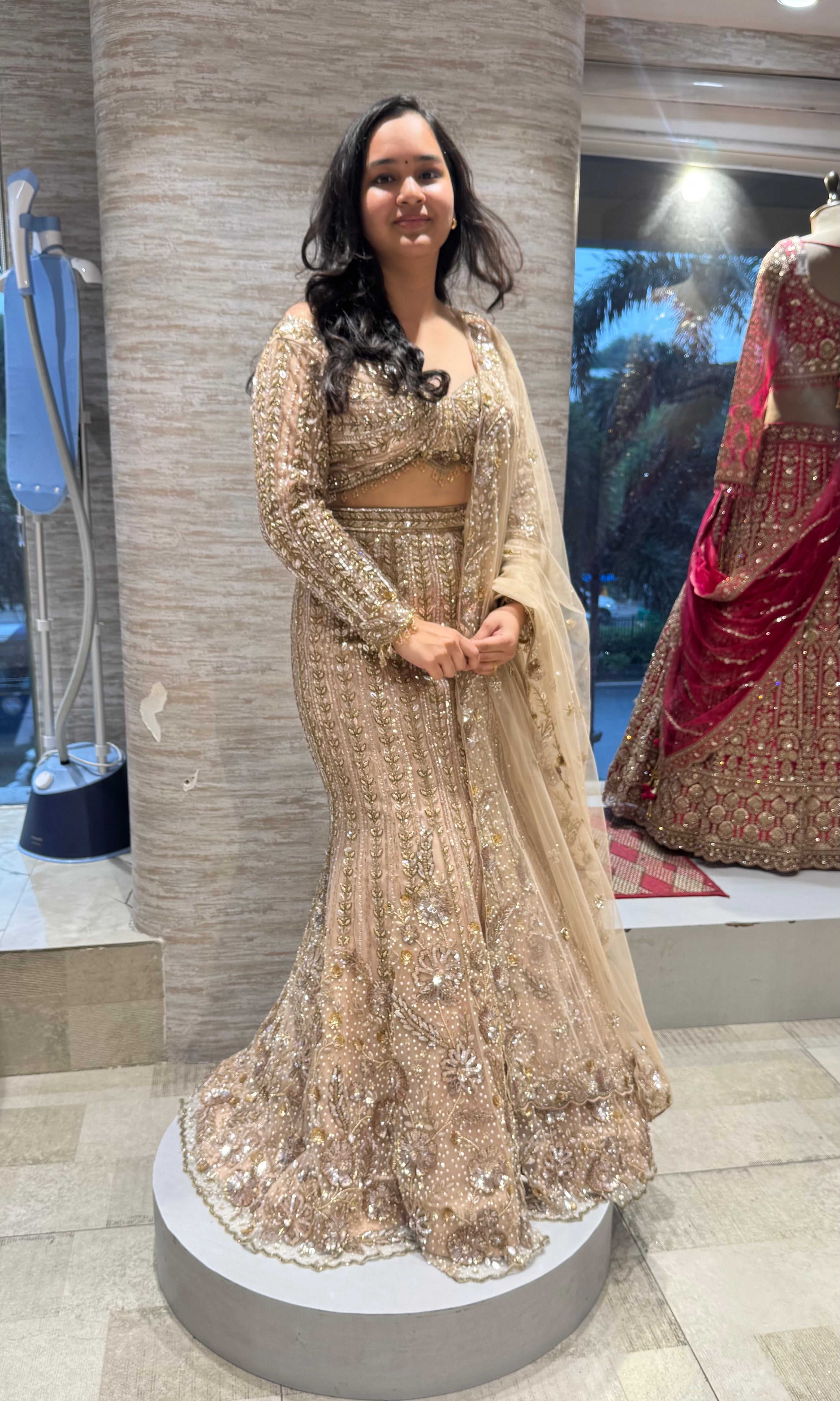 Gold Gilded Bridal Lehenga Ensemble