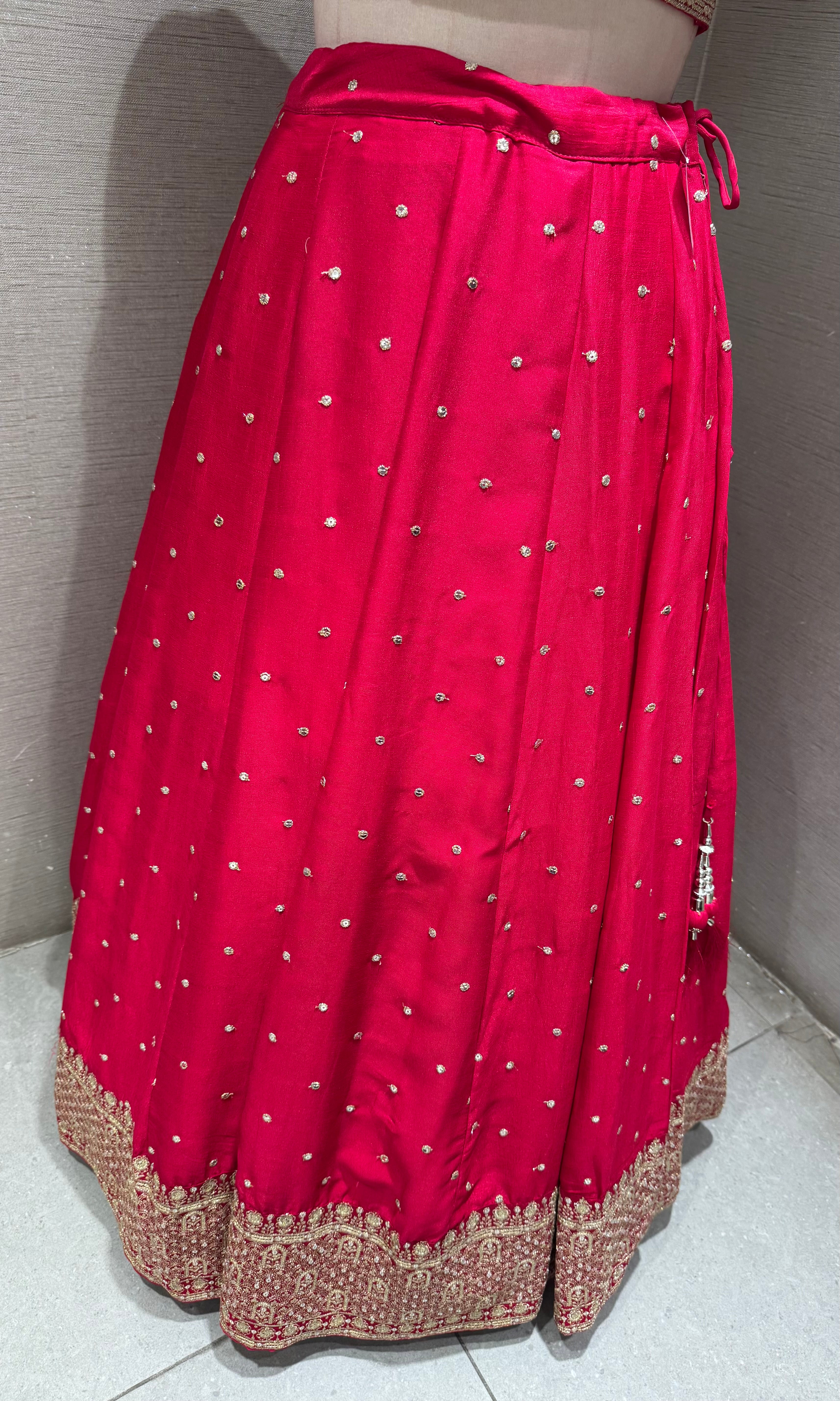Rani Raw Silk Lehenga with Heavy Zari Border